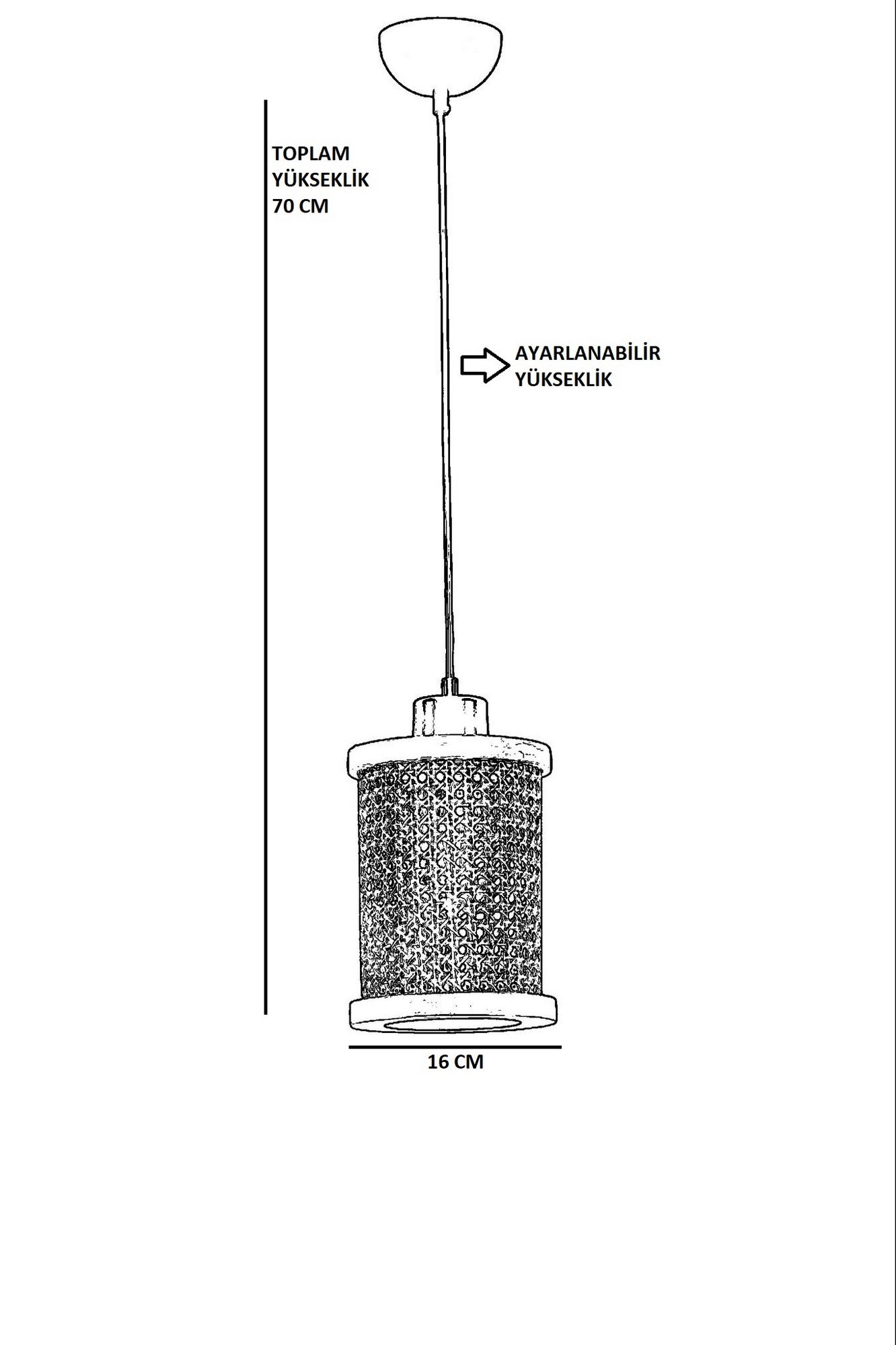 Candeeiro de Teto – 70 cm – Noz – Madeira e Rattan