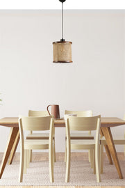 Candeeiro de Teto – 25 cm – Noz – Madeira e Rattan