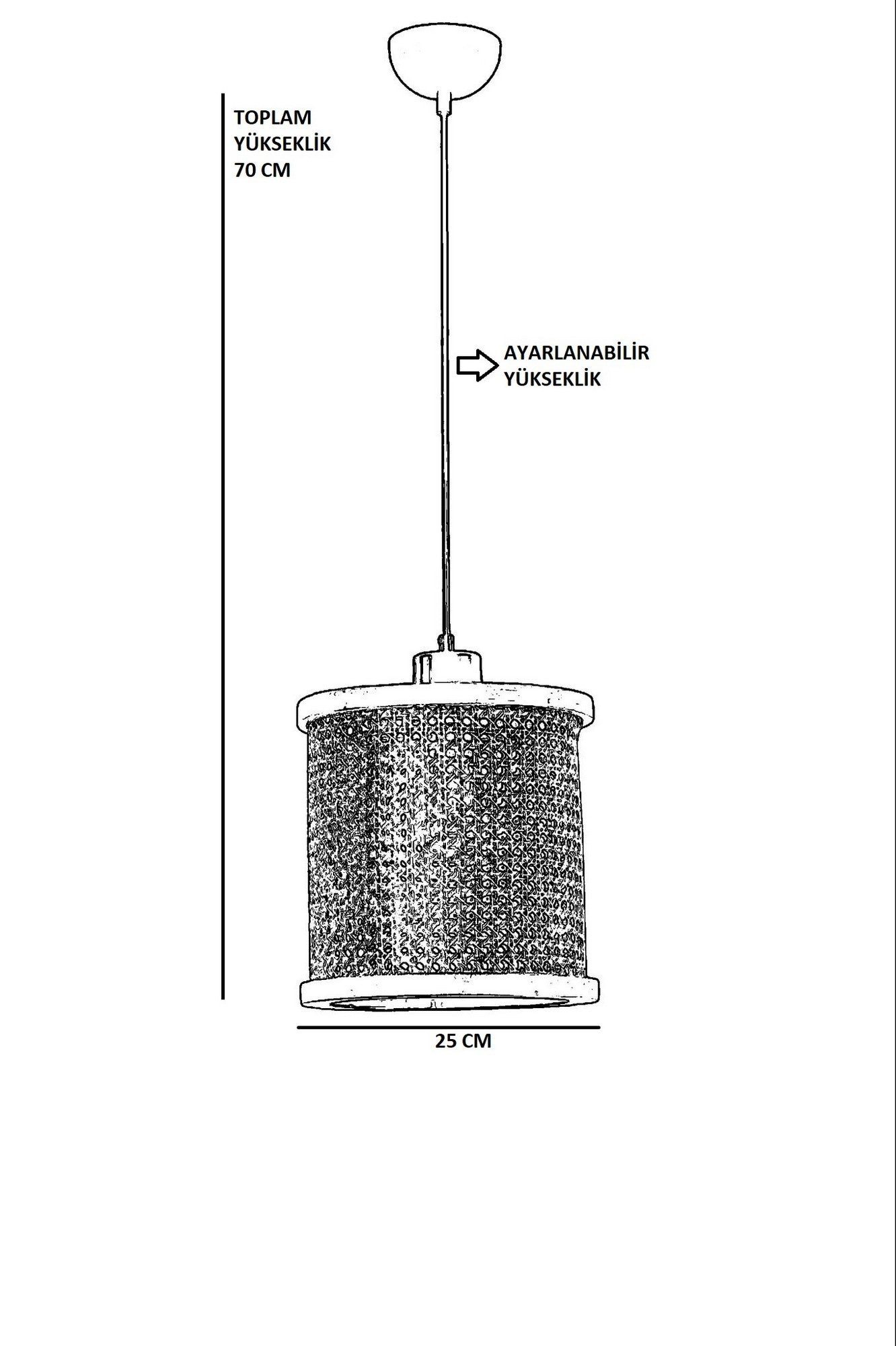 Candeeiro de Teto – 25 cm – Noz – Madeira e Rattan