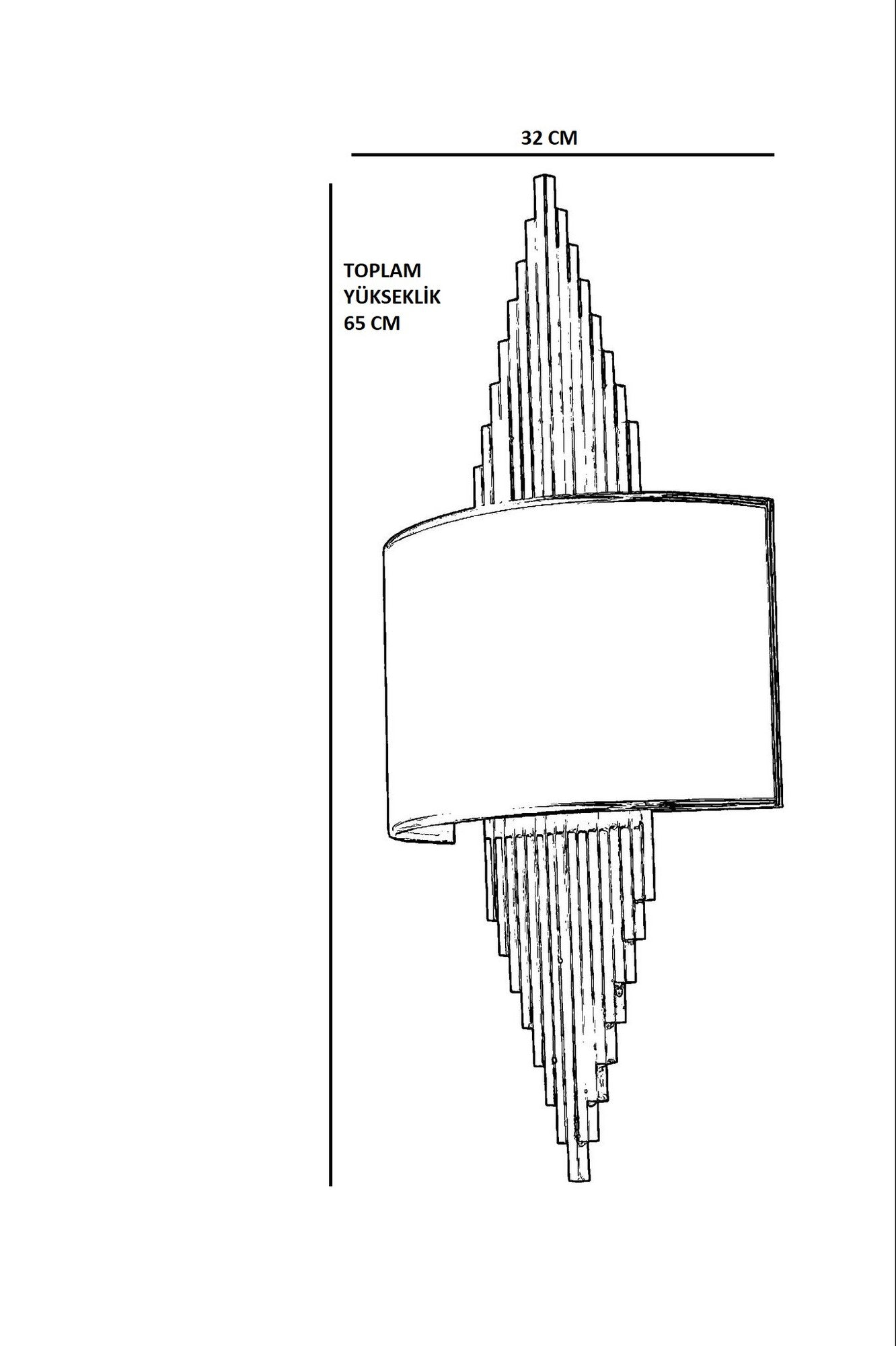 Candeeiro de Parede – 32 cm – Preto e Dourado – Metal