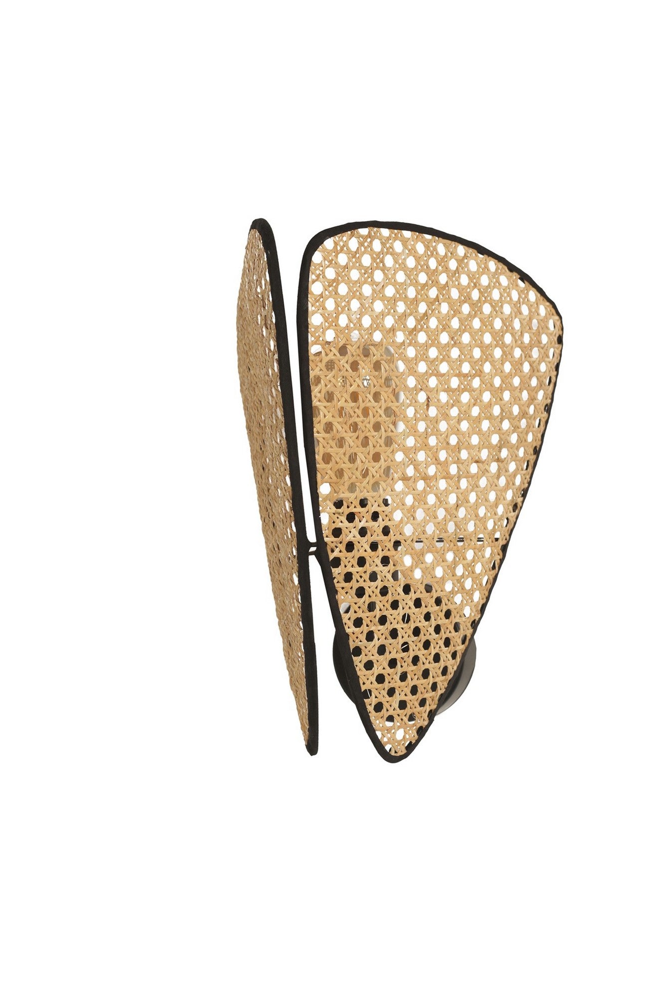 Candeeiro de Parede – 35 cm – Preto – Metal e Rattan