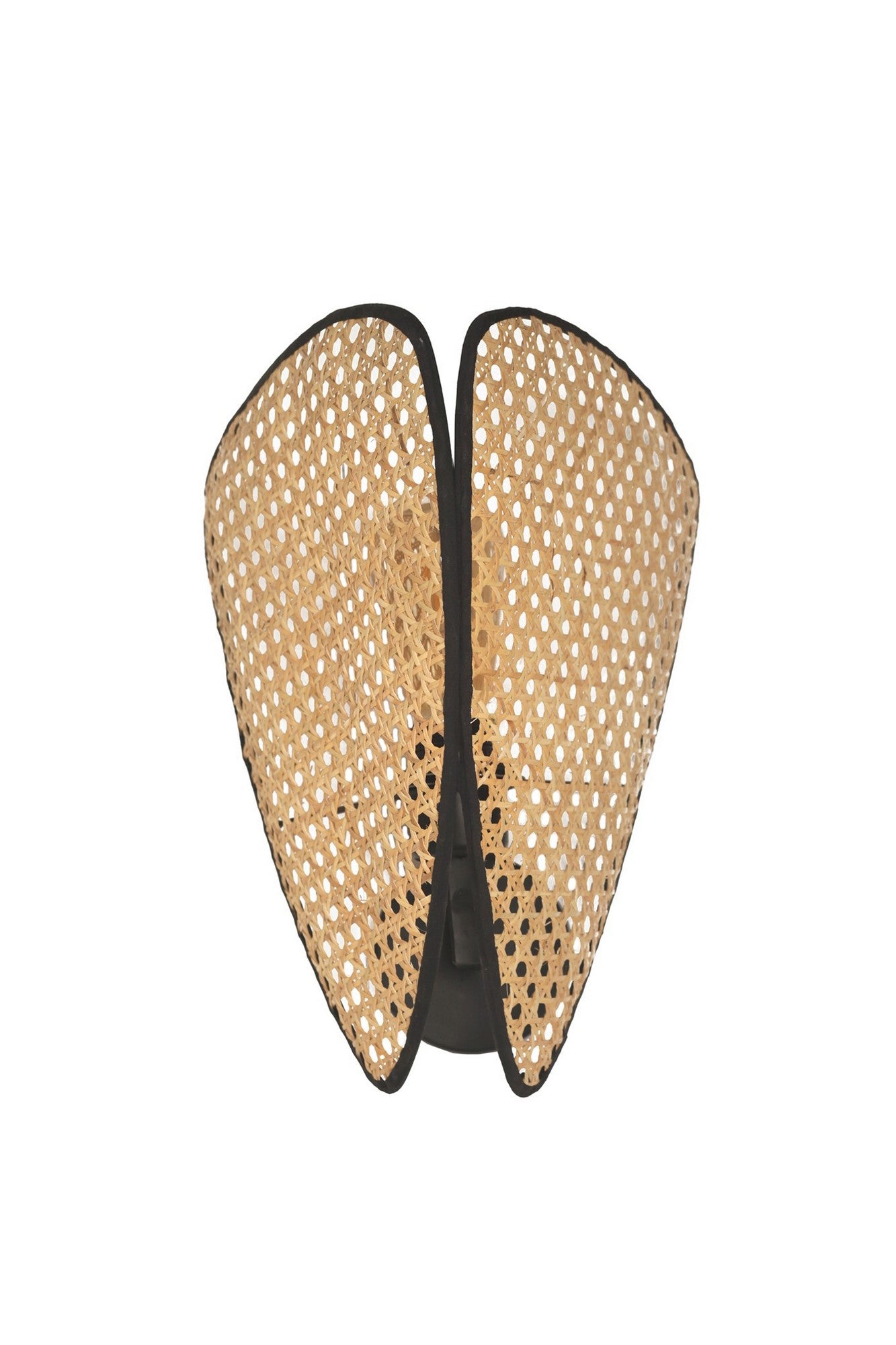 Candeeiro de Parede – 35 cm – Preto – Metal e Rattan