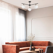 Candeeiro de Teto Industrial Moderno, Preto e Dourado, 70 x 70 cm | Corpo em Metal, Tampa de Vidro, 3 Soquetes E14 | Design Escandinavo Elegante para Casa e Escritório