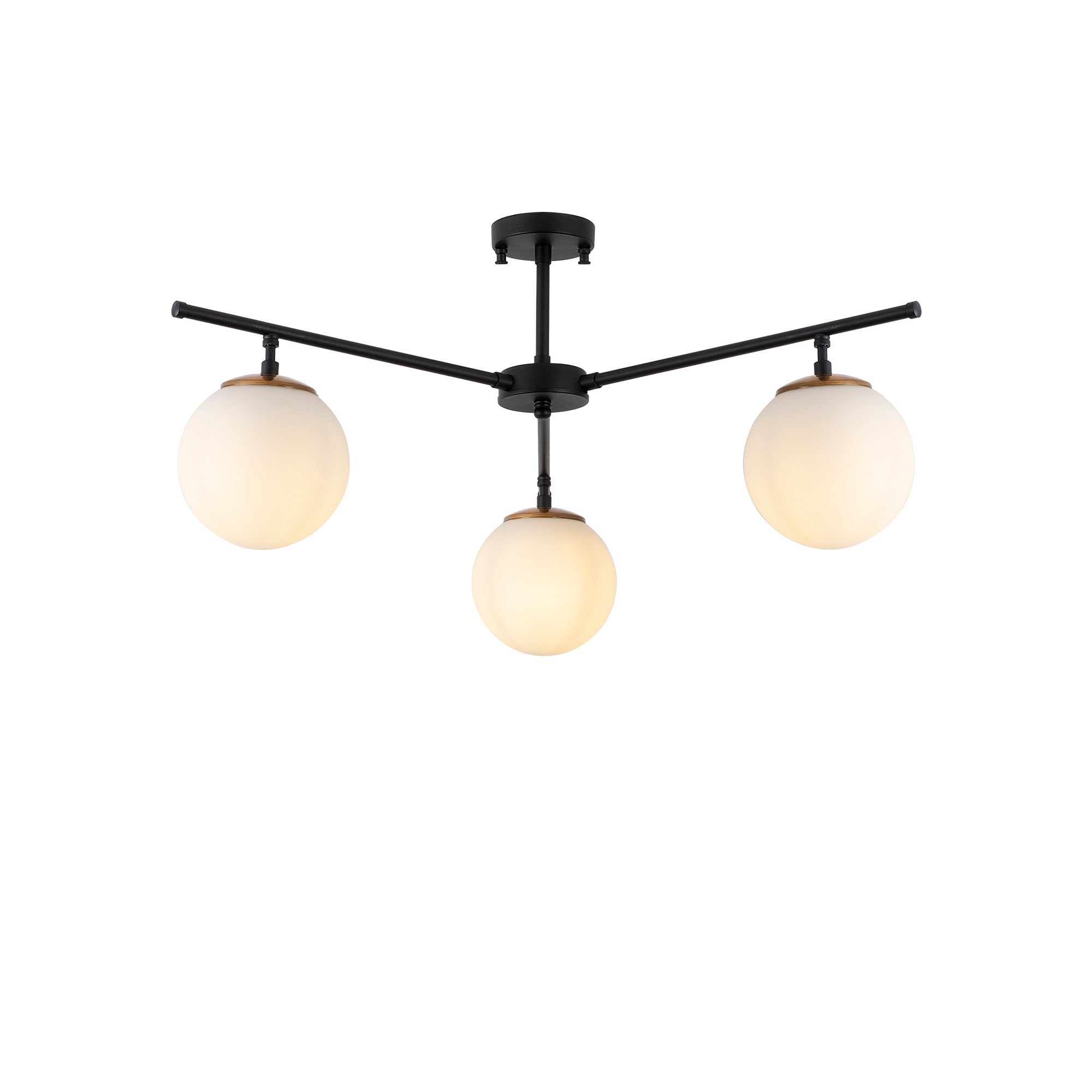 Candeeiro de Teto Industrial Moderno, Preto e Dourado, 70 x 70 cm | Corpo em Metal, Tampa de Vidro, 3 Soquetes E14 | Design Escandinavo Elegante para Casa e Escritório