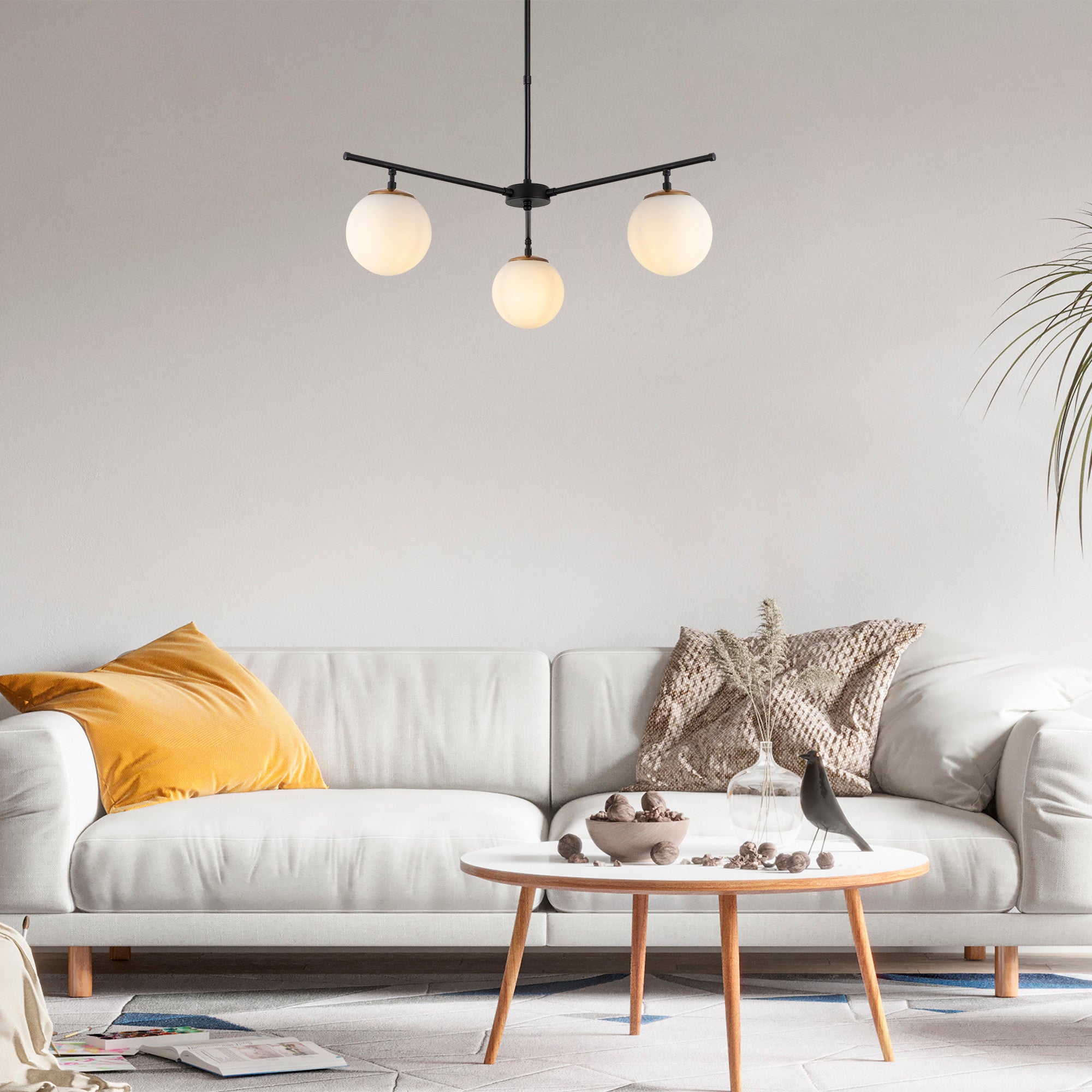 Candeeiro de Teto Industrial Moderno – 70 x 70 cm – Preto e Dourado – Metal e Vidro