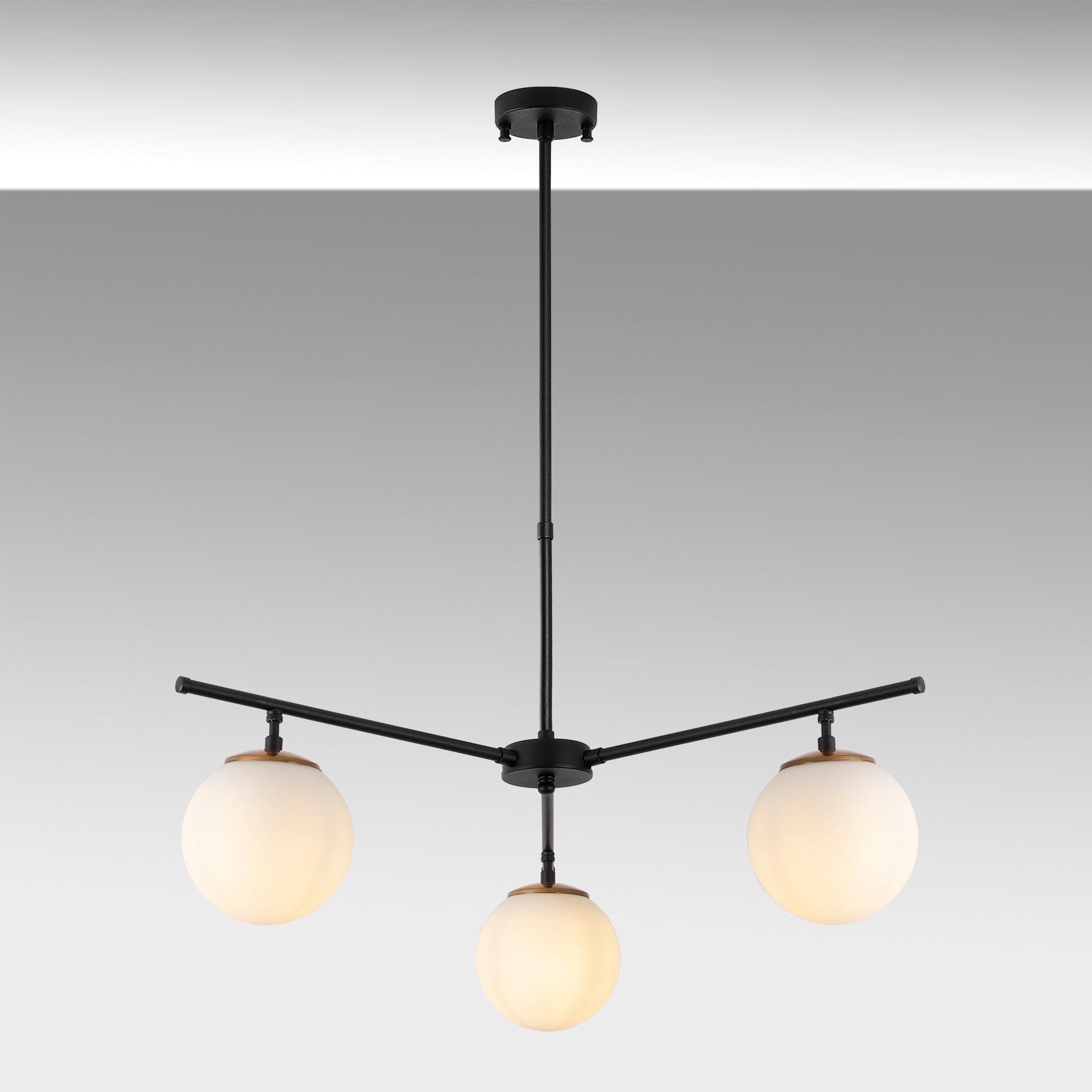 Candeeiro de Teto Industrial Moderno – 70 x 70 cm – Preto e Dourado – Metal e Vidro