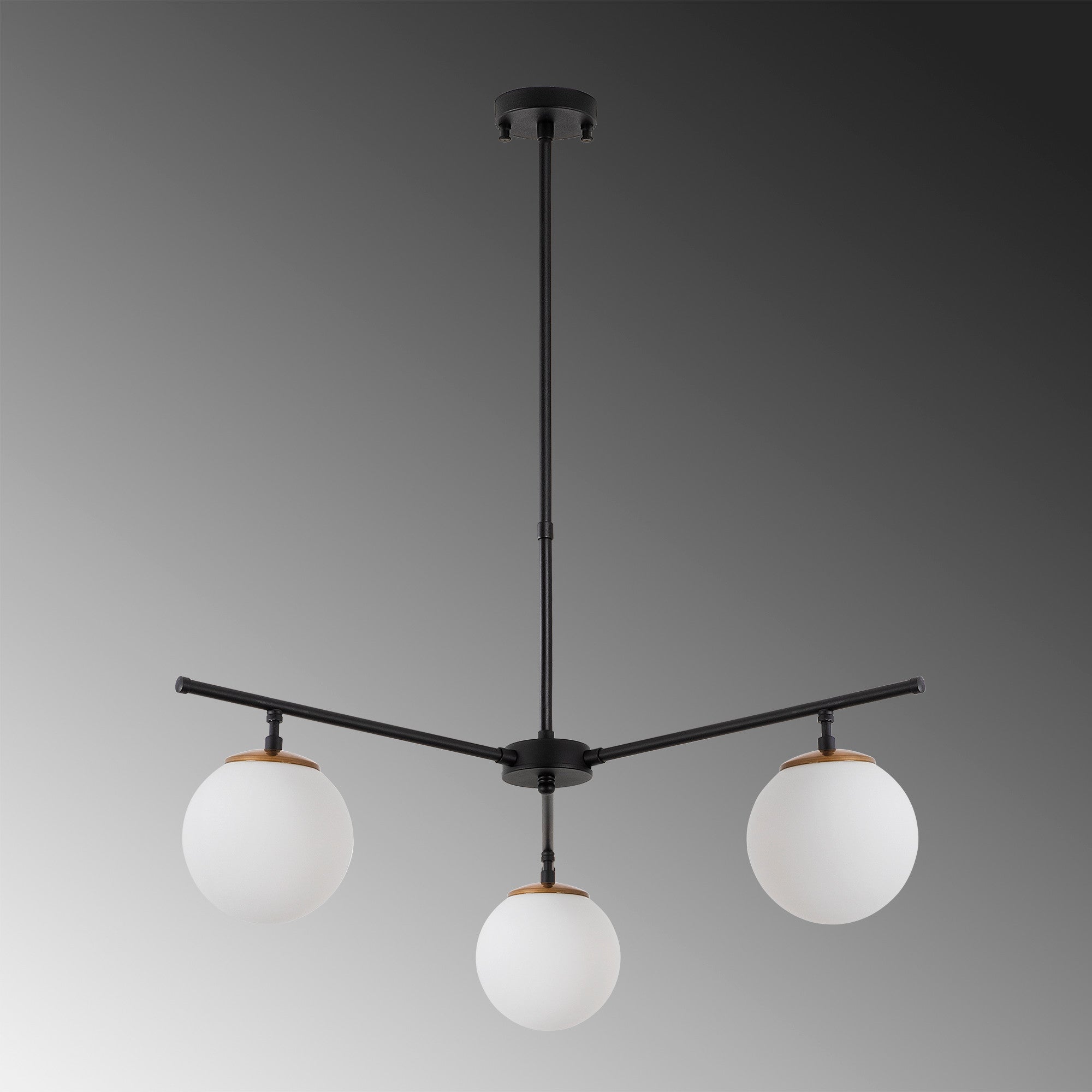 Candeeiro de Teto Industrial Moderno – 70 x 70 cm – Preto e Dourado – Metal e Vidro