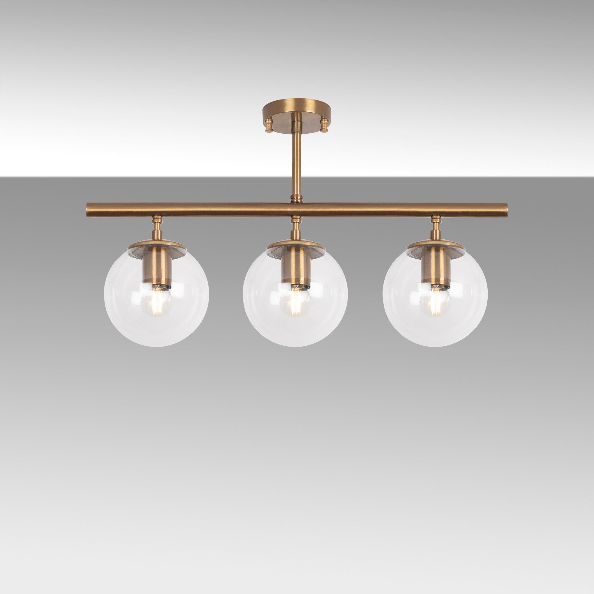 Candeeiro de Teto – 60 x 15 cm – Cobre – Metal e Vidro