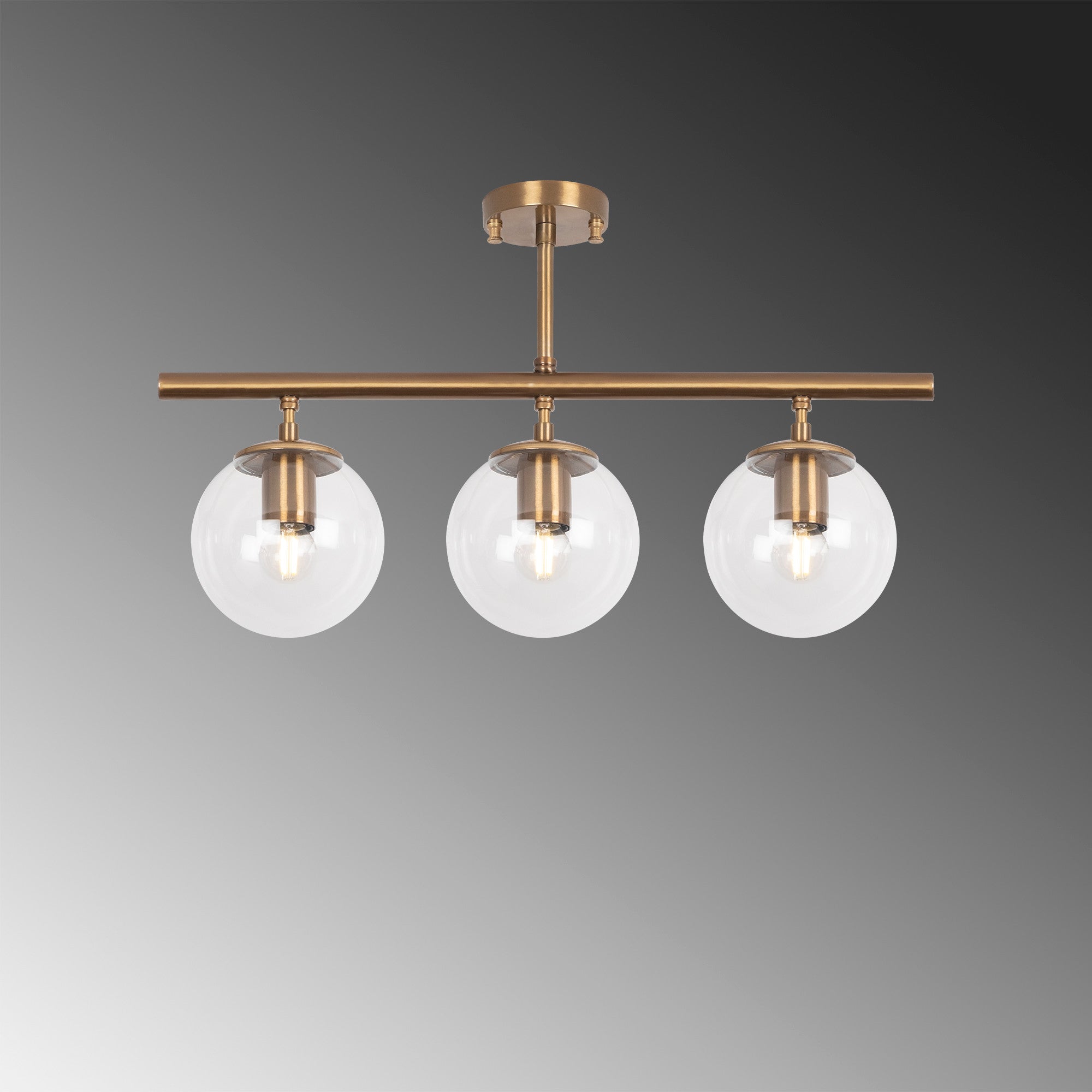 Candeeiro de Teto – 60 x 15 cm – Cobre – Metal e Vidro