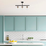 Candeeiro de Teto – 60 x 15 cm – Preto e Antigo – Metal e Vidro