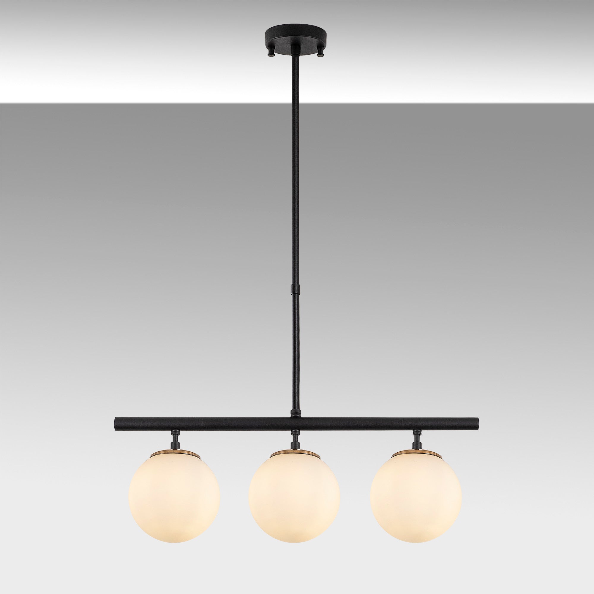 Candeeiro de Teto Industrial Moderno, Preto e Branco Antigo, 60 x 15 cm | Altura Ajustável 43-87 cm | Corpo de Metal, Tampa de Vidro, Soquete E14 | Iluminação Elegante para Casa