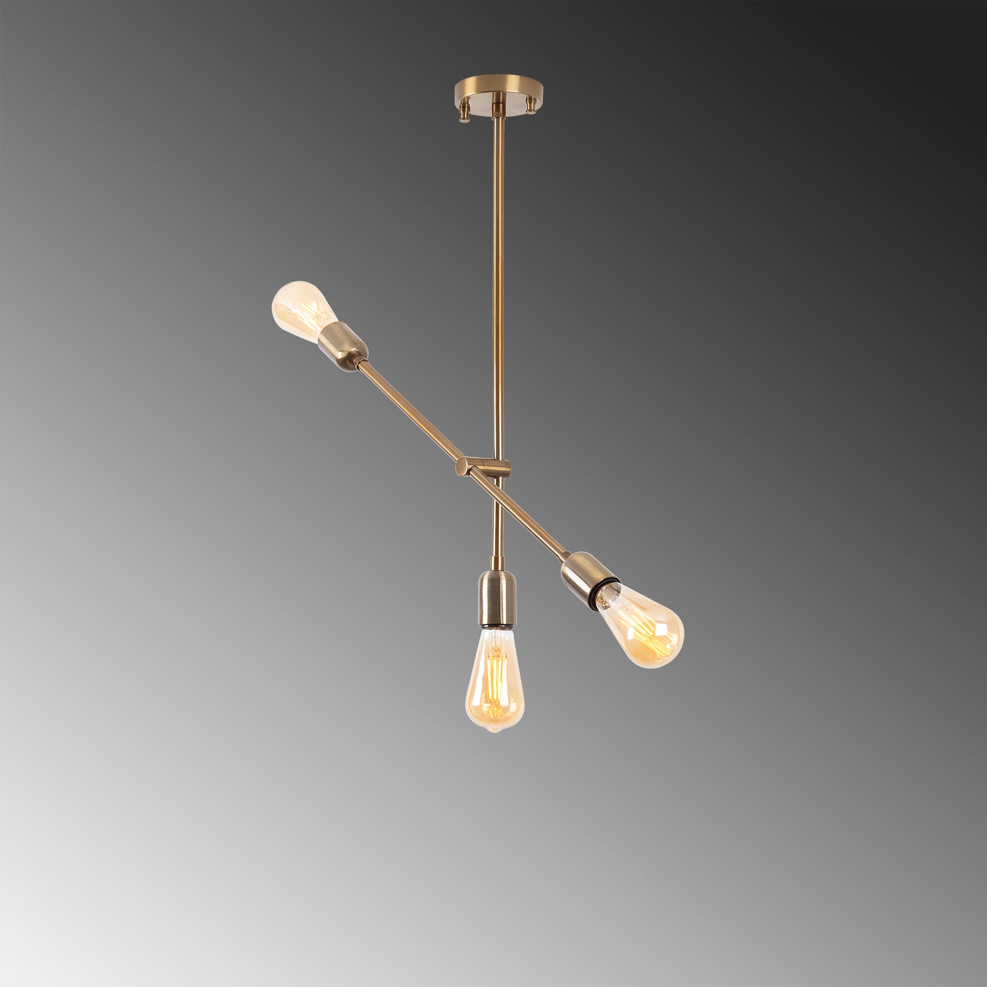 Candeeiro de Teto Elegante de Cobre, 61 cm de Altura, Corpo em Metal, 3 Soquetes E27, Design Vintage | Perfeito para Interiores Modernos e Escandinavos, Classificação IP20