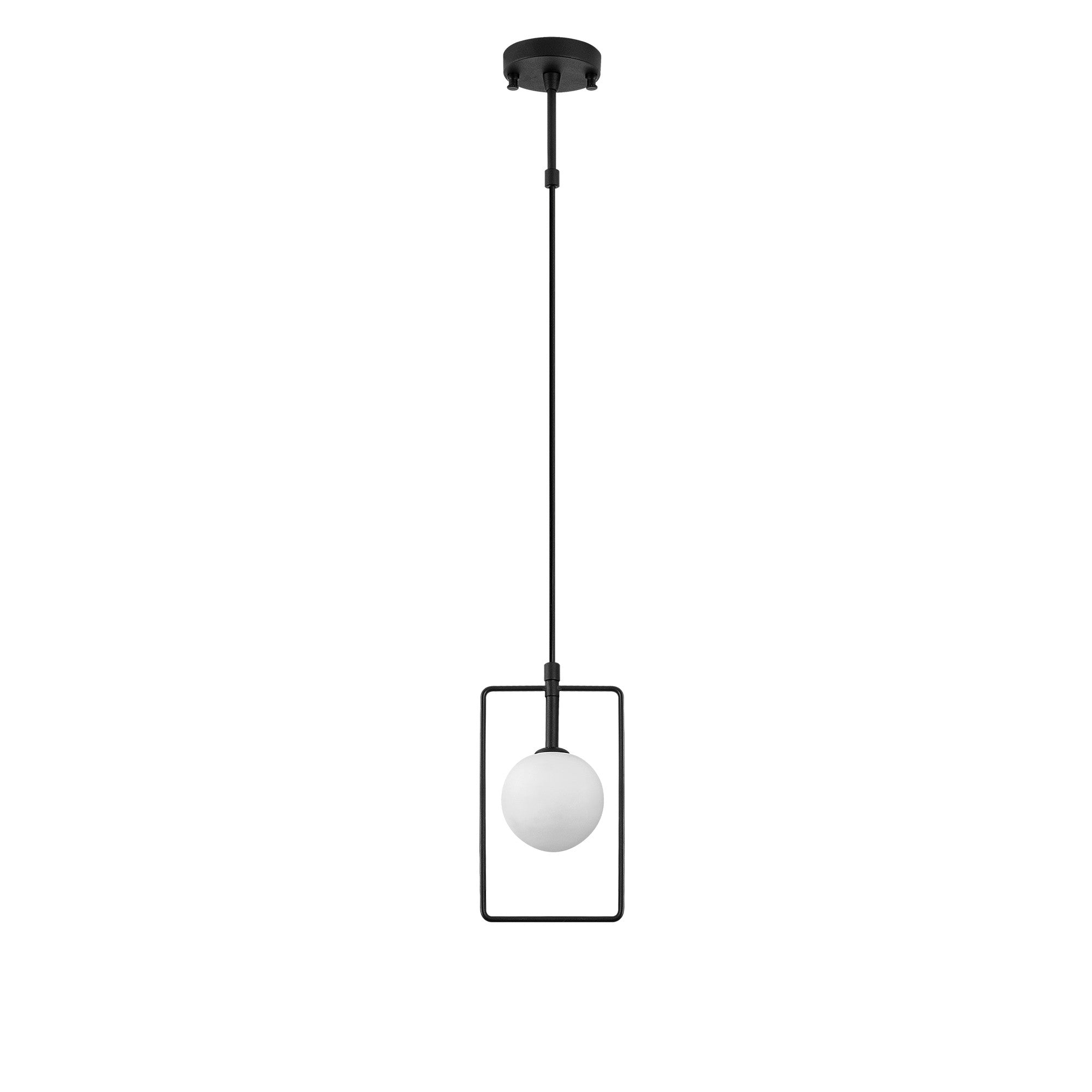 Candeeiro de Teto Industrial Moderno, Preto e Branco, 14 x 12 cm | Altura Ajustável 43-119 cm | Corpo de Metal e Tampa de Vidro | Soquete G9, Máx. 10 W | Design Escandinavo Elegante