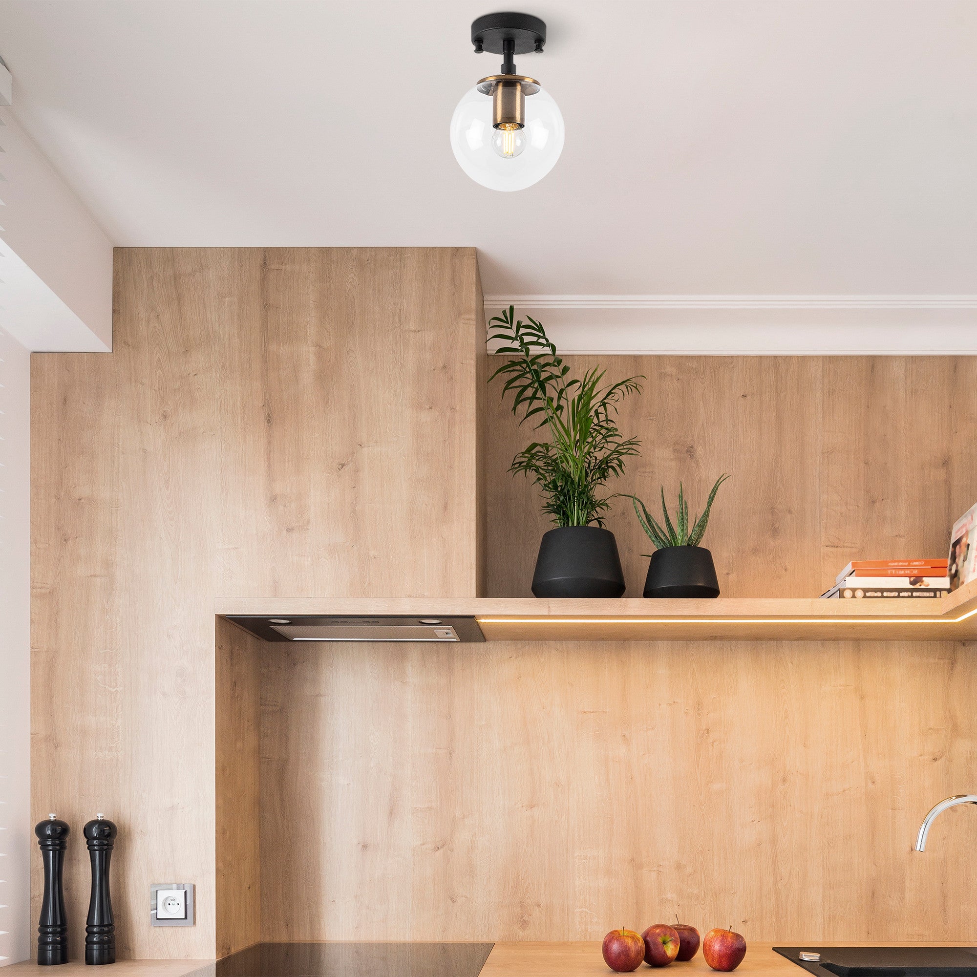 Candeeiro de Teto – 15x15 cm – Preto e Antigo – Metal