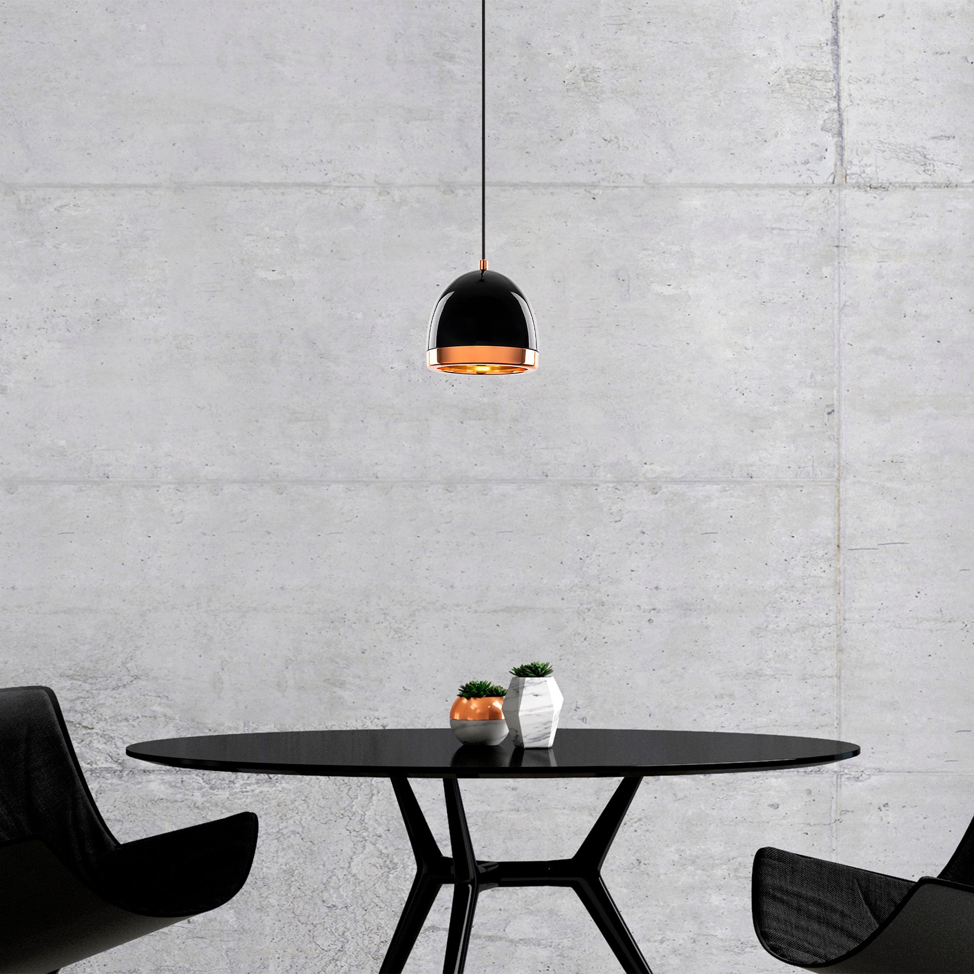 Candeeiro de Teto Industrial Moderno – 17x17 cm – Preto e Dourado – Metal