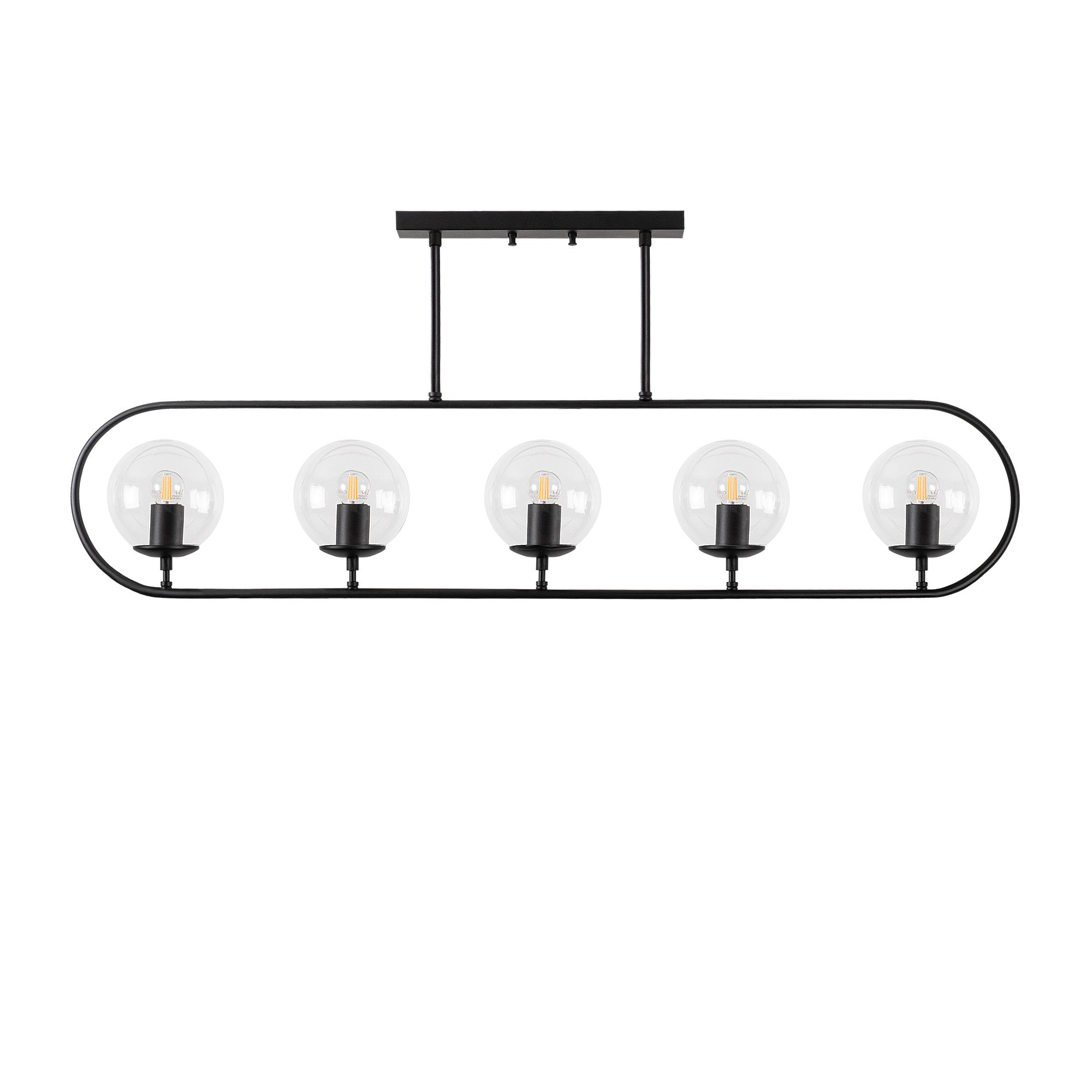 Candeeiro de Teto – 122 x 15 cm – Preto – Metal e Vidro