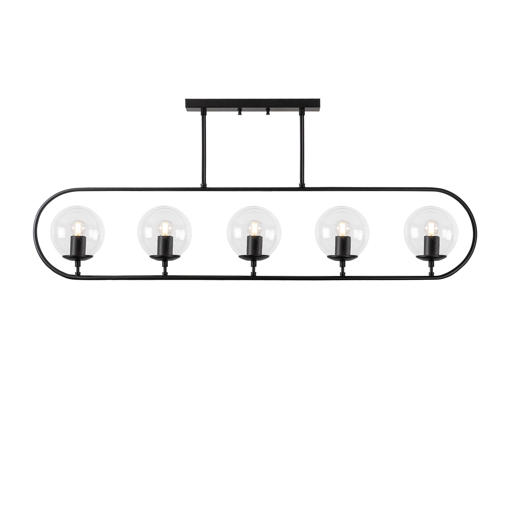 Candeeiro de Teto – 122 x 15 cm – Preto – Metal e Vidro