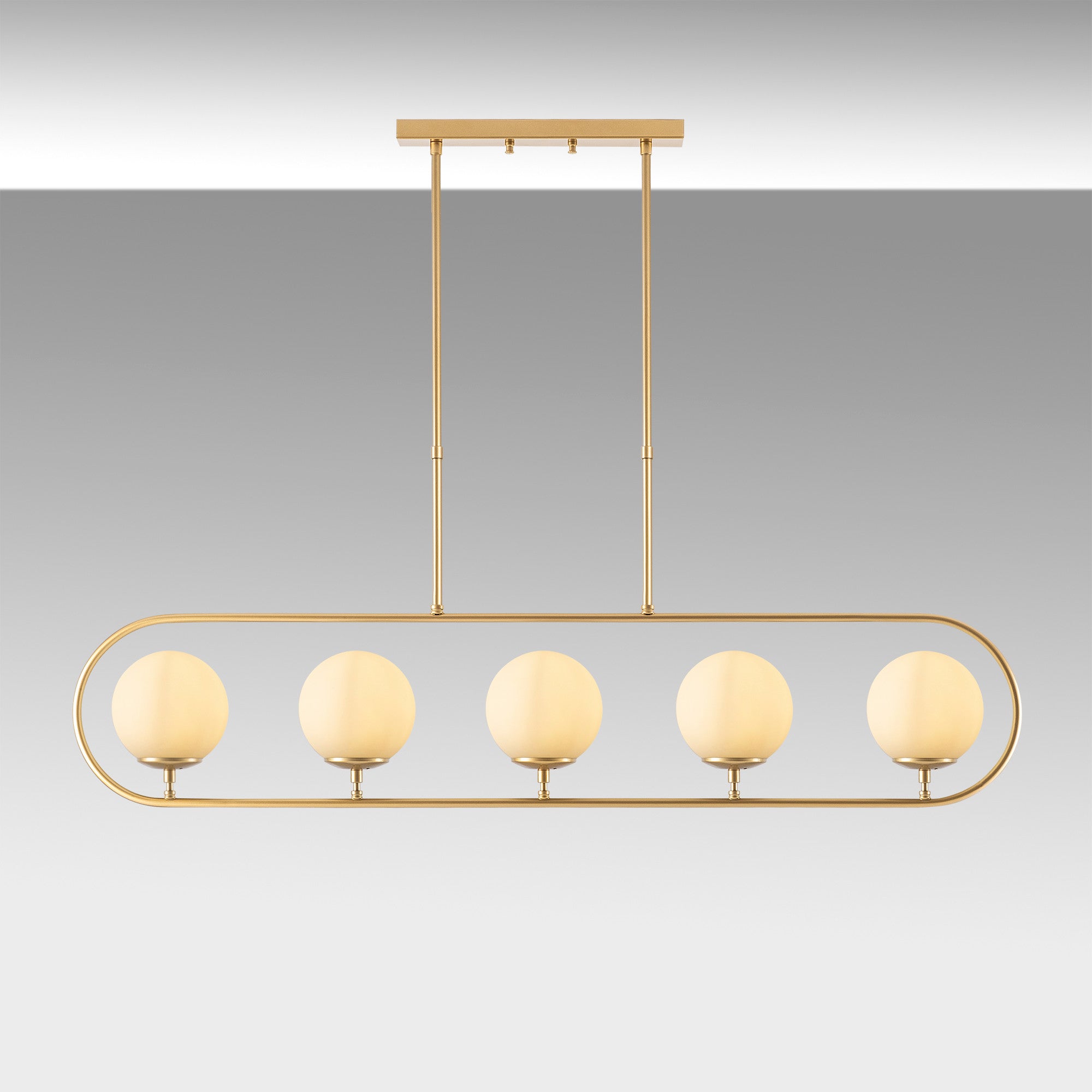 Candeeiro de Teto – 122 x 15 cm – Dourado – Metal e vidro