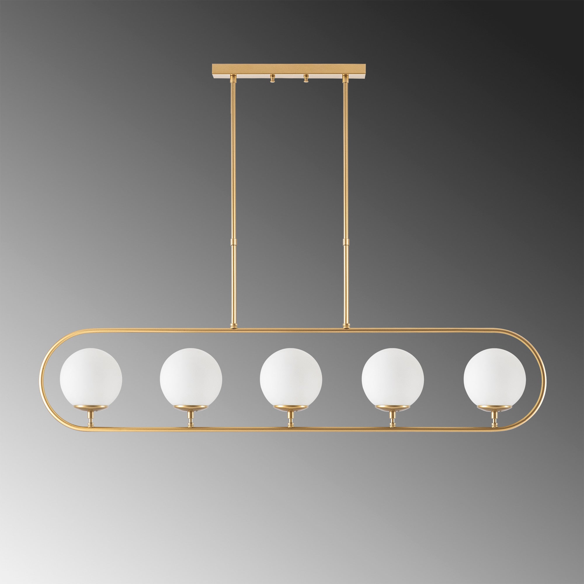 Candeeiro de Teto – 122 x 15 cm – Dourado – Metal e vidro