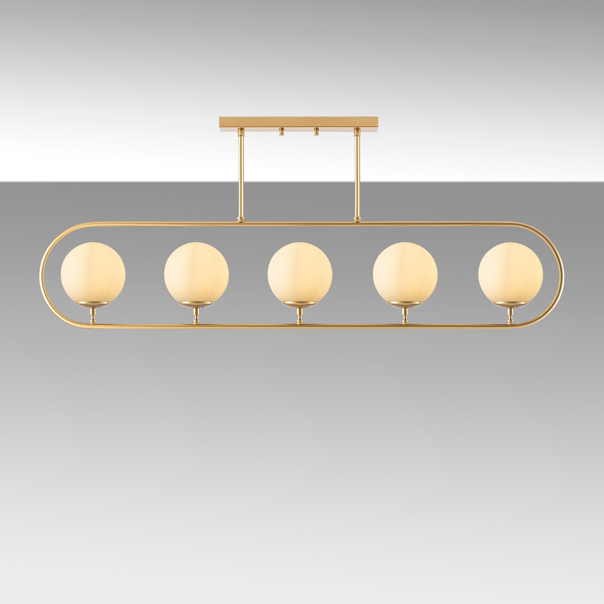 Candeeiro de Teto – 122 x 15 cm – Dourado – Metal e Vidro