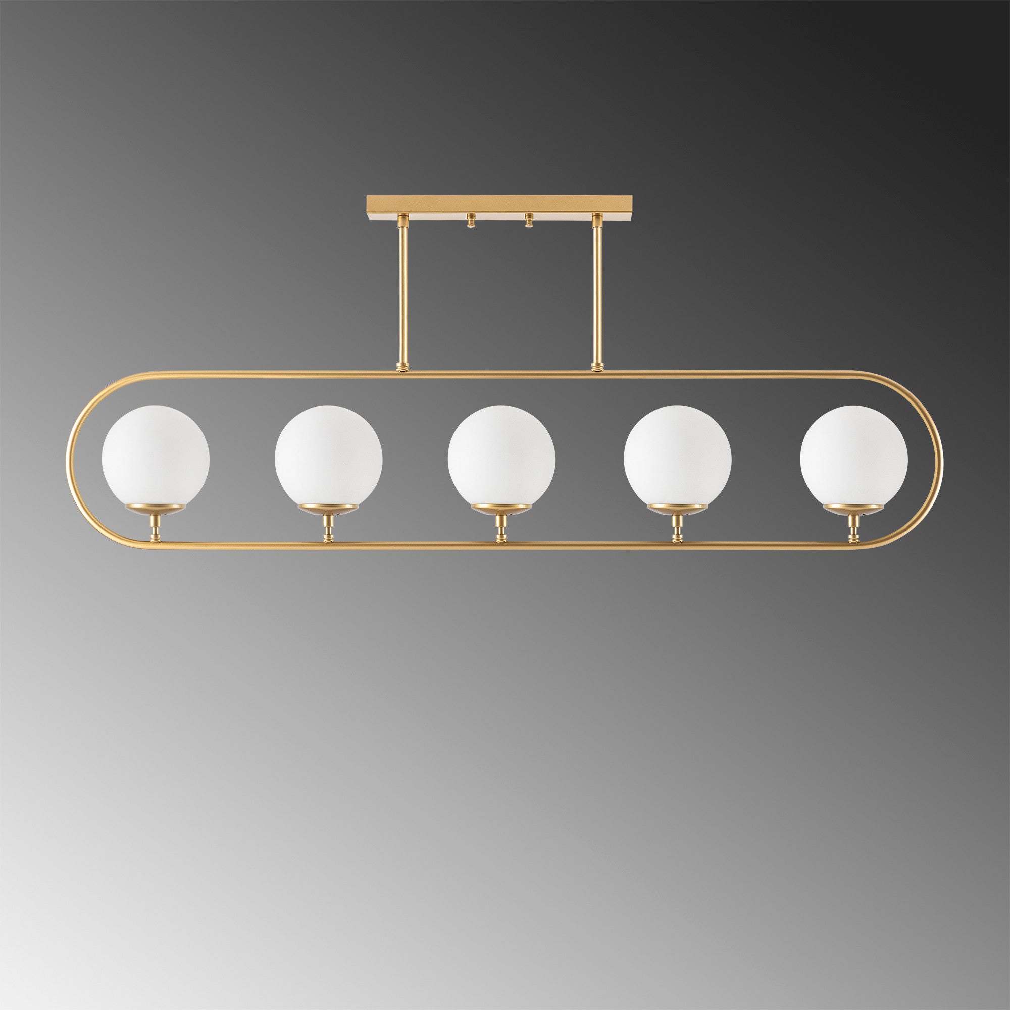 Candeeiro de Teto – 122 x 15 cm – Dourado – Metal e Vidro