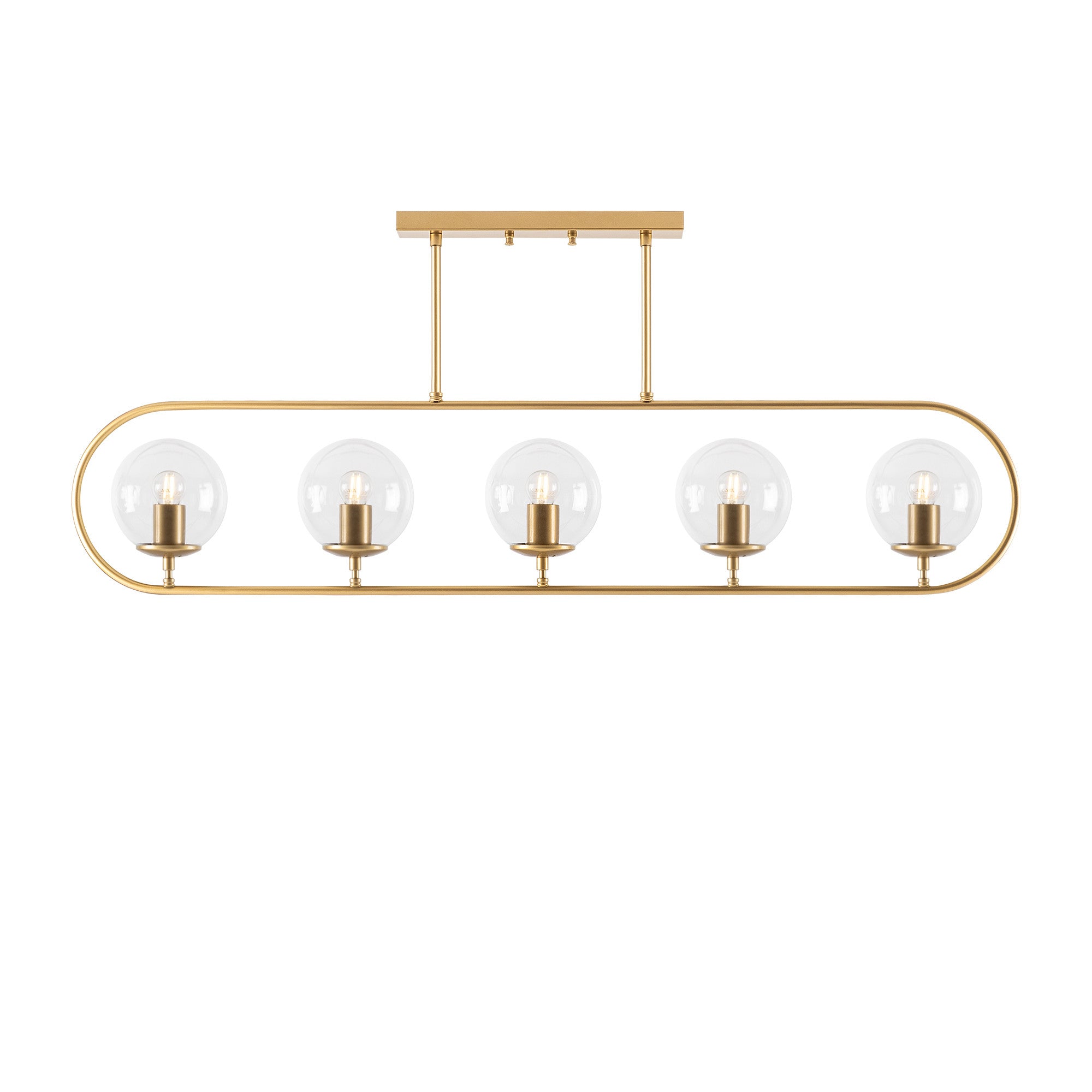 Candeeiro de Teto – 122 x 15 cm – Dourado – Metal e Vidro
