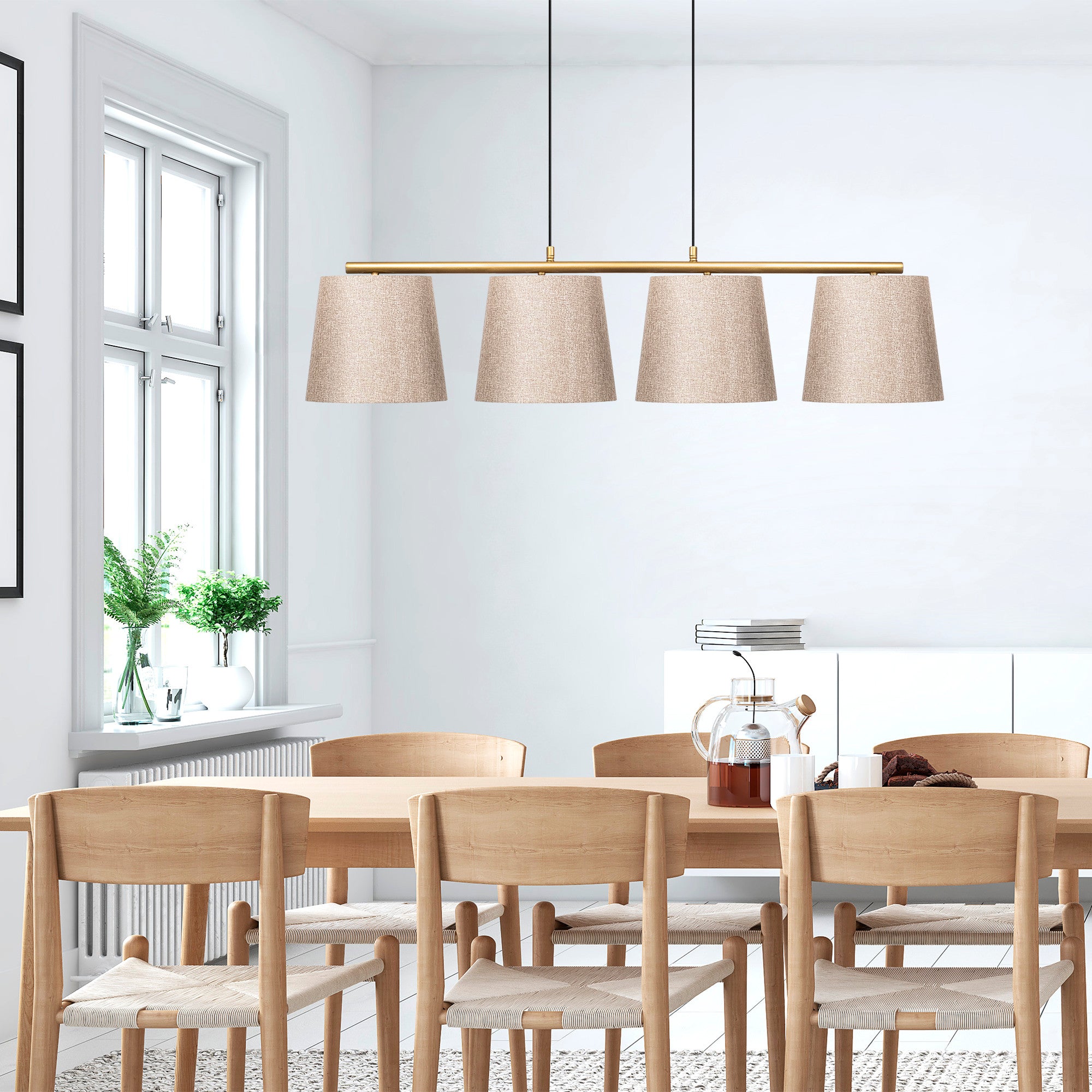 Candeeiro de Teto elegante – 148 x 25 cm – Dourado – Metal