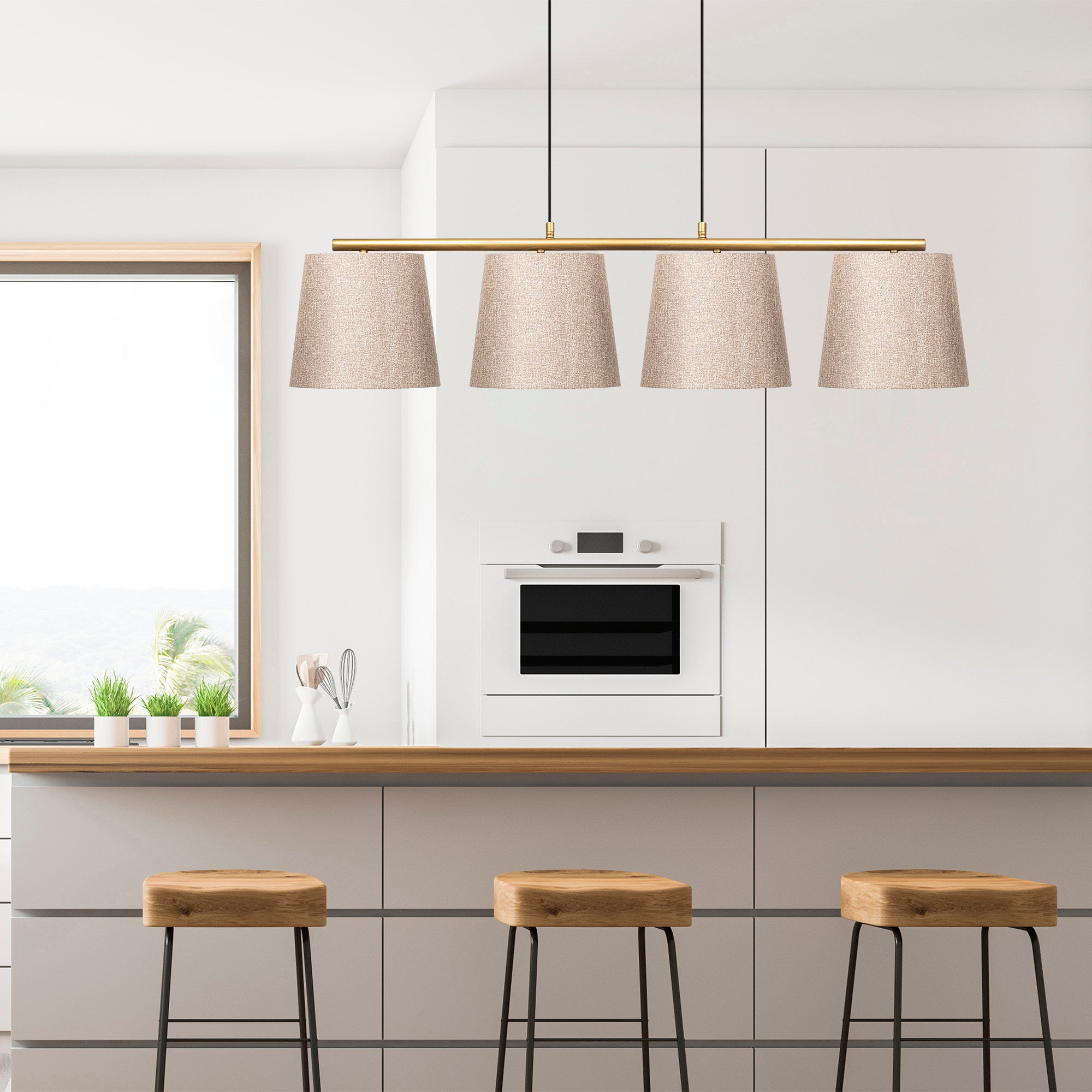 Candeeiro de Teto elegante – 148 x 25 cm – Dourado – Metal