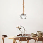 Candeeiro de Teto moderno preto com estrutura de corda, 23x23 cm, 80 cm de altura | Soquete E27, máx. 15 W | Iluminação elegante para casa e escritório, design elegante