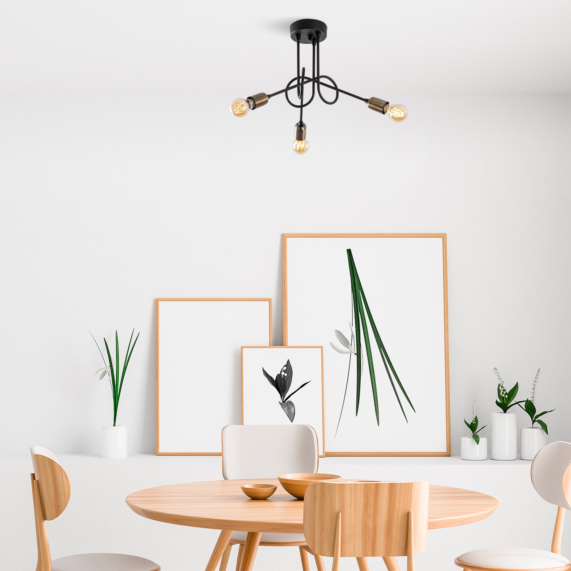 Candeeiro de Teto Industrial – 46 x 46 cm – Preto e Antigo – Metal