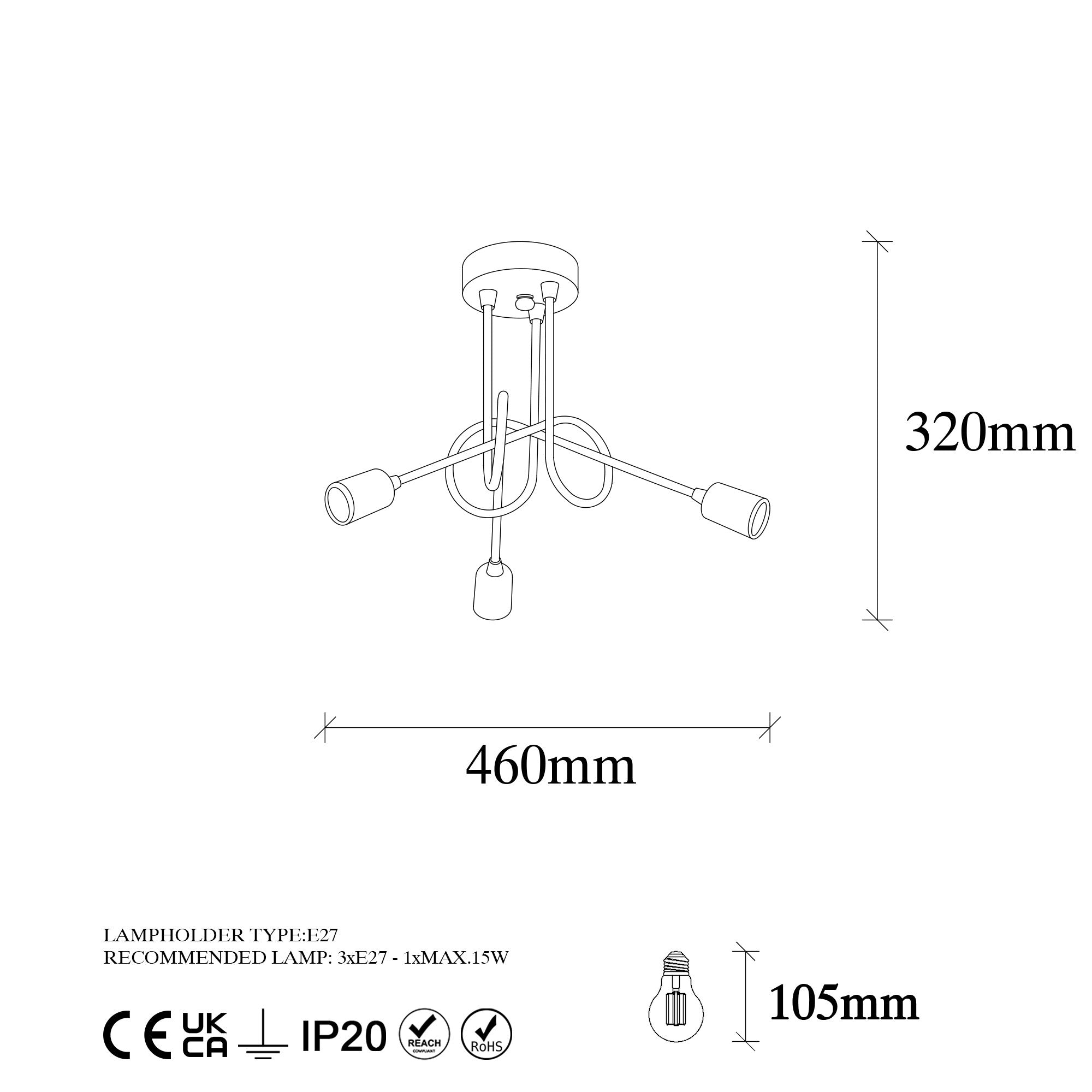 Candeeiro de Teto Industrial – 46 x 46 cm – Preto e Antigo – Metal