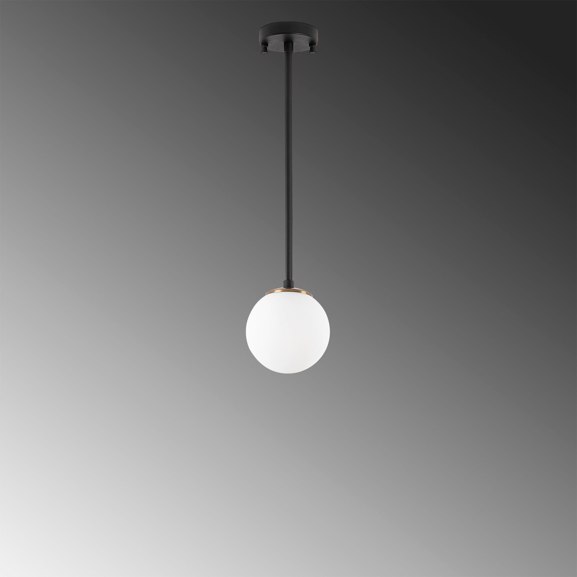 Candeeiro de Teto – 15 x 15 x 61 cm – Preto e Branco – Metal e Vidro