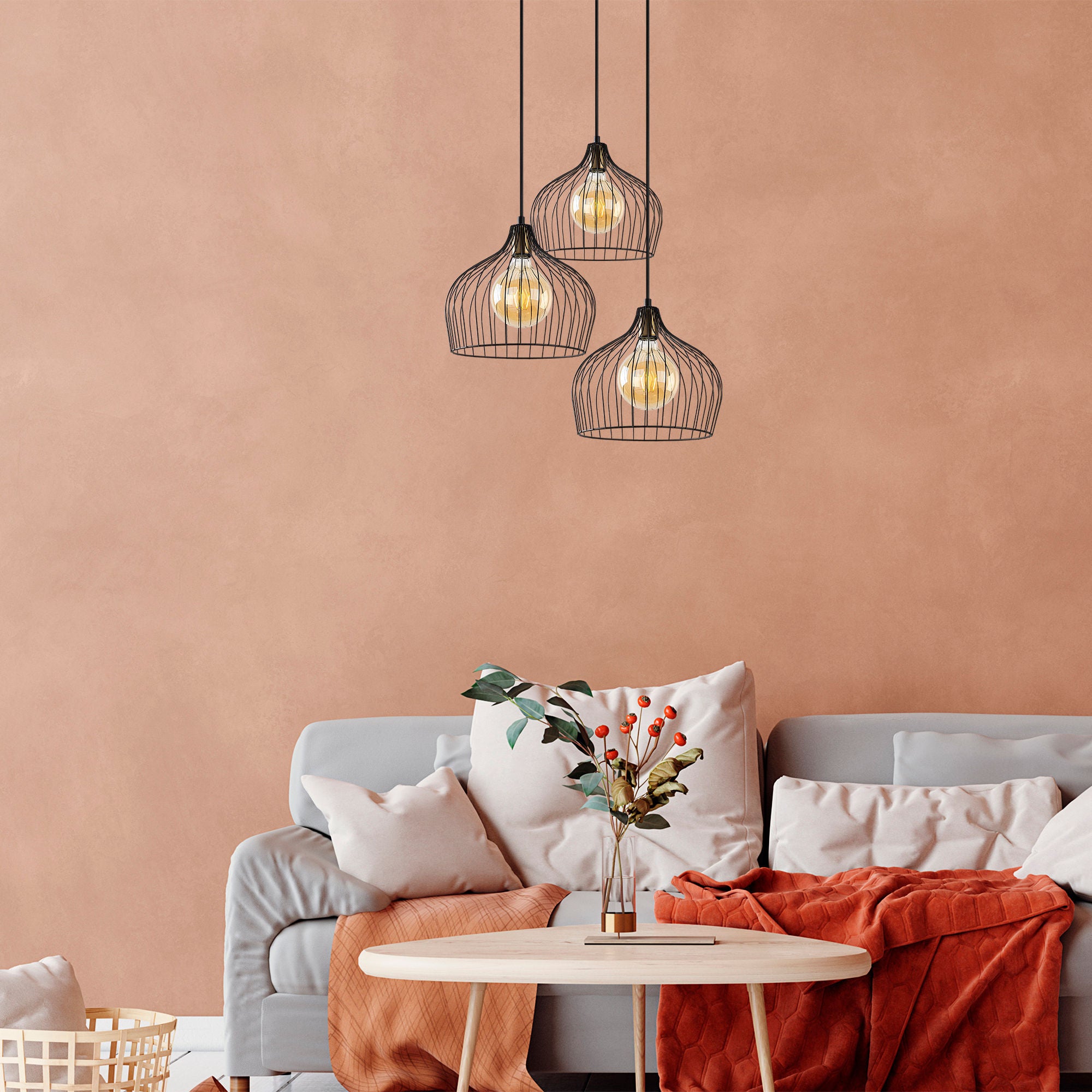 Candeeiro de Teto industrial – altura ajustável de 41 a 121 cm – cor preta – metal