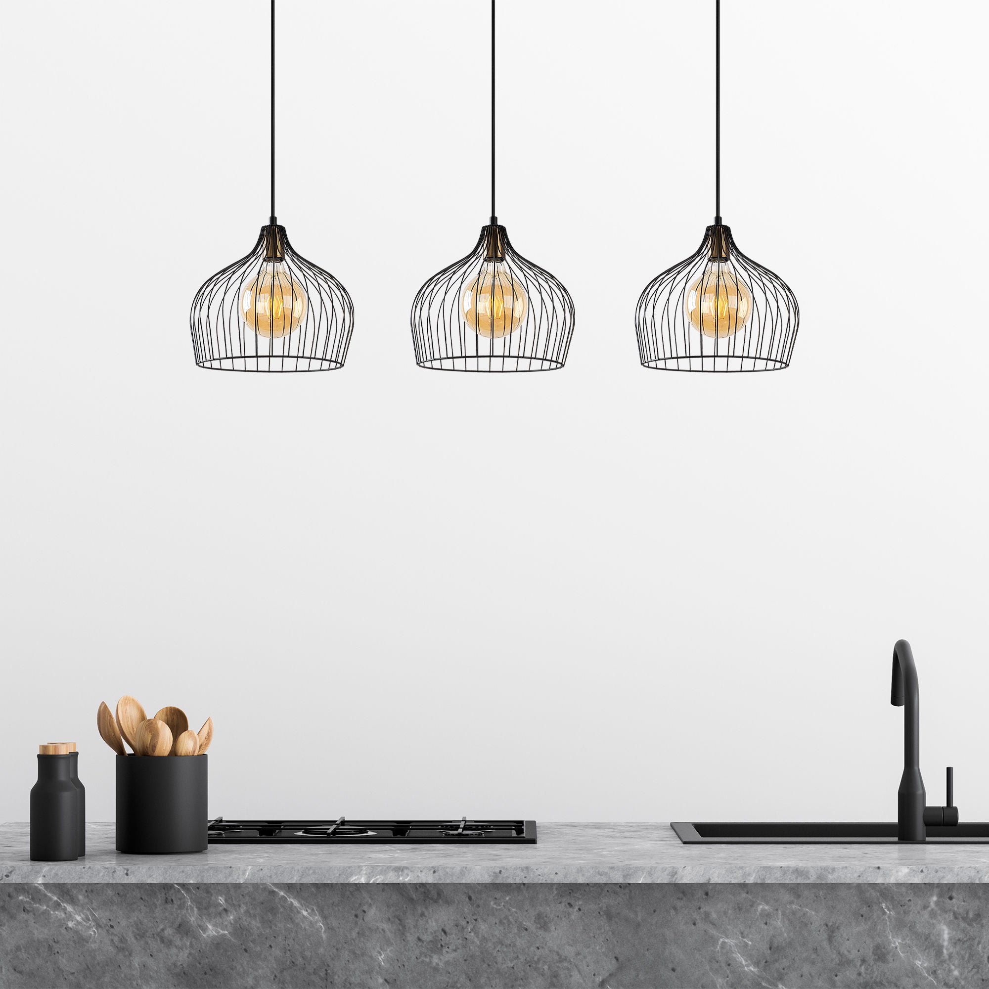 Candeeiro de Teto Industrial – 100 x 30 x 41-121 cm – preto e antigo – metal