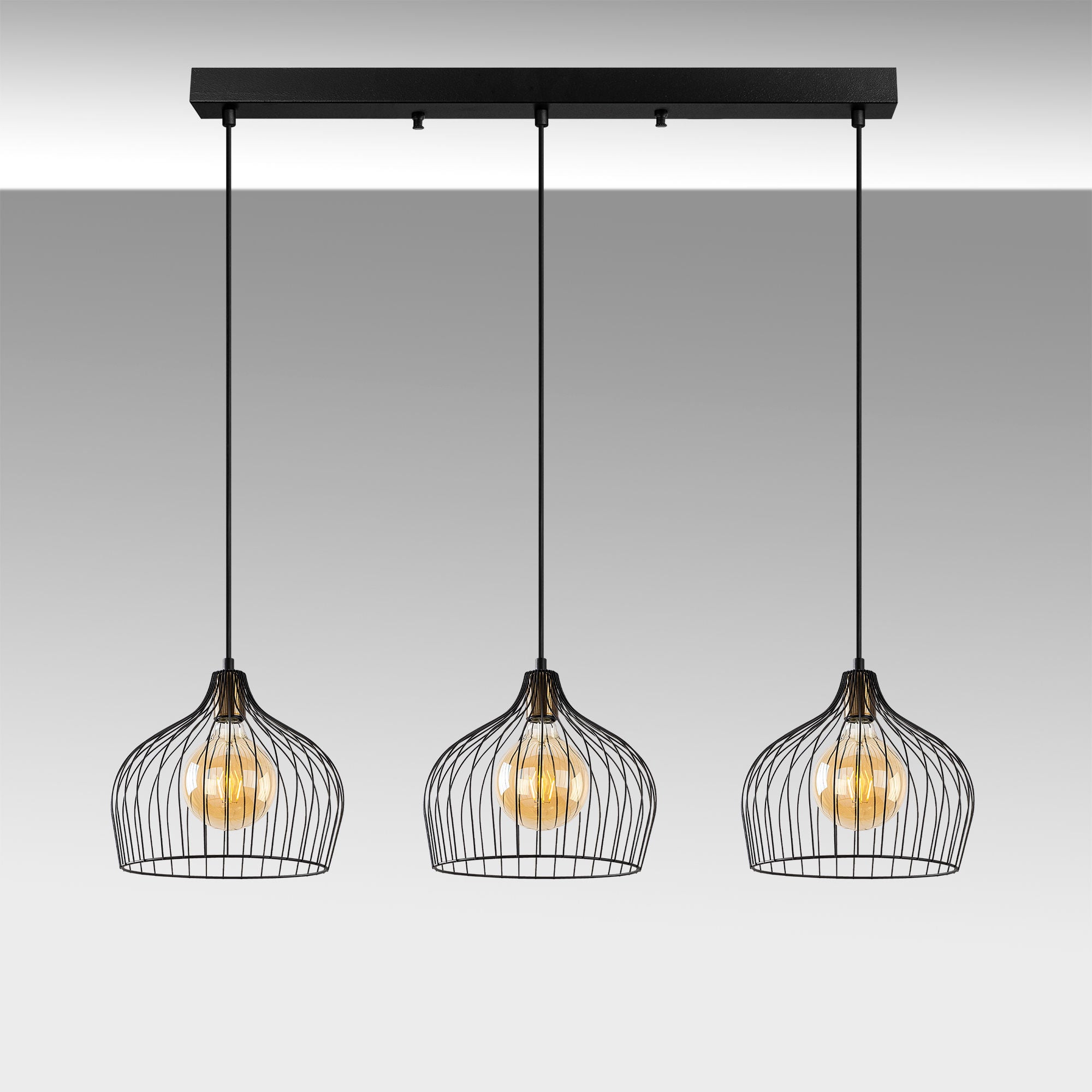 Candeeiro de Teto Industrial – 100 x 30 x 41-121 cm – preto e antigo – metal