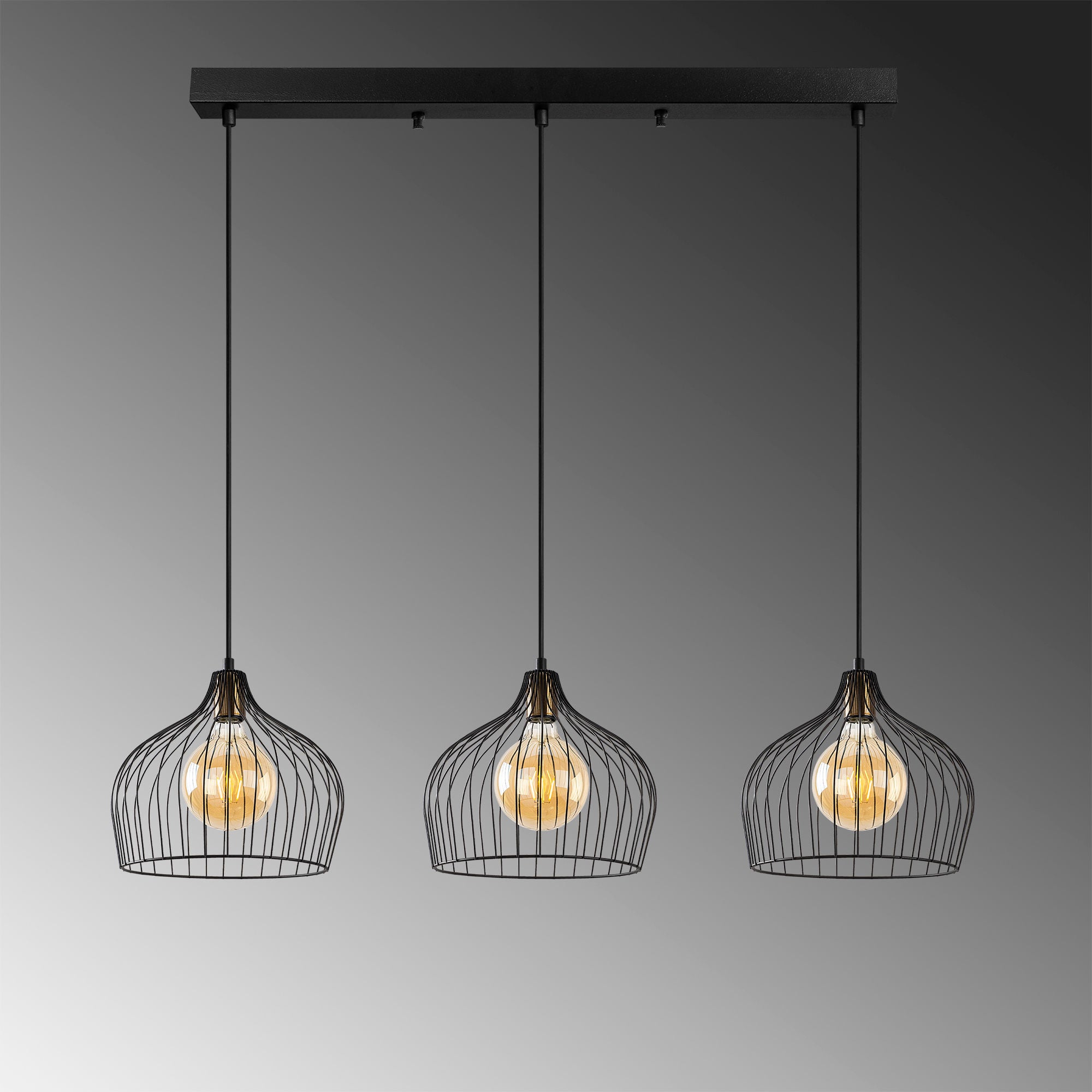 Candeeiro de Teto Industrial – 100 x 30 x 41-121 cm – preto e antigo – metal