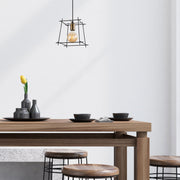 Candeeiro de Teto Industrial, Altura Ajustável 24x24x32-122 cm, Preto e Metal Antigo, Soquete E27 Máx. 40 W, Iluminação Elegante para Espaços Modernos