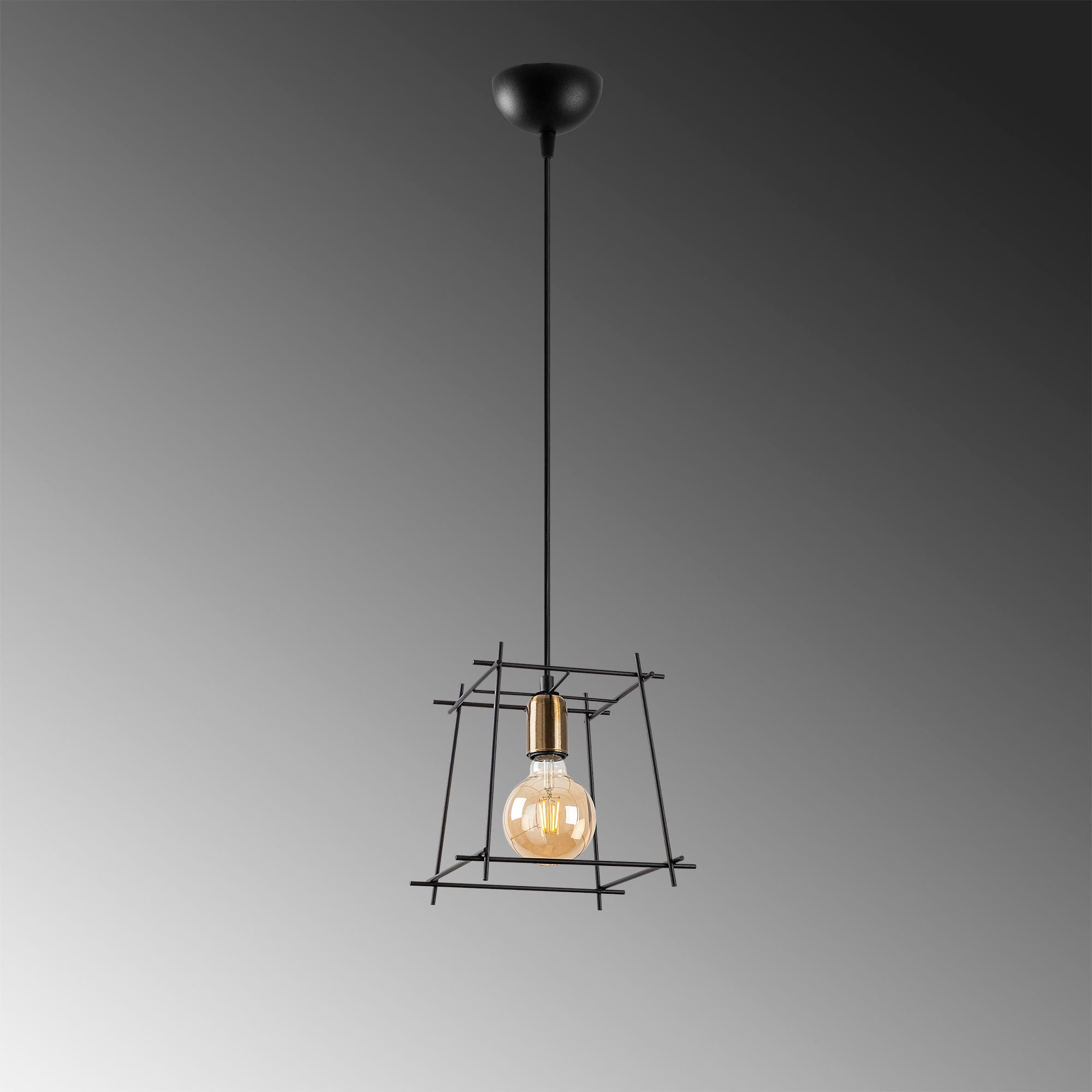 Candeeiro de Teto Industrial, Altura Ajustável 24x24x32-122 cm, Preto e Metal Antigo, Soquete E27 Máx. 40 W, Iluminação Elegante para Espaços Modernos