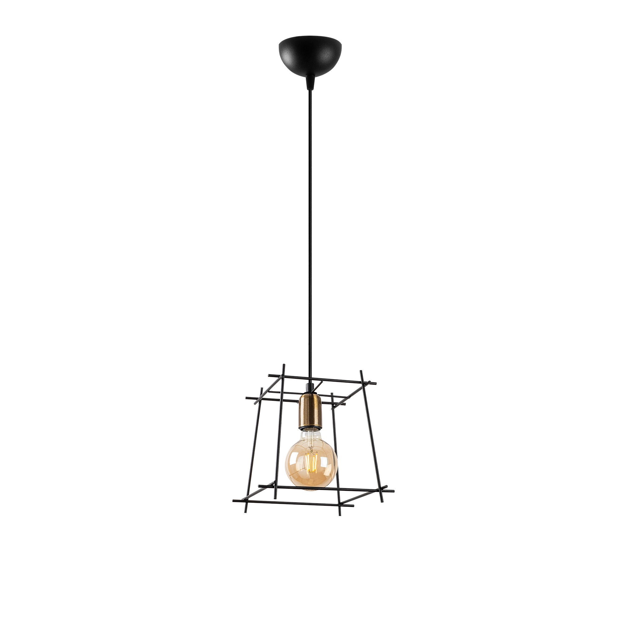 Candeeiro de Teto Industrial, Altura Ajustável 24x24x32-122 cm, Preto e Metal Antigo, Soquete E27 Máx. 40 W, Iluminação Elegante para Espaços Modernos