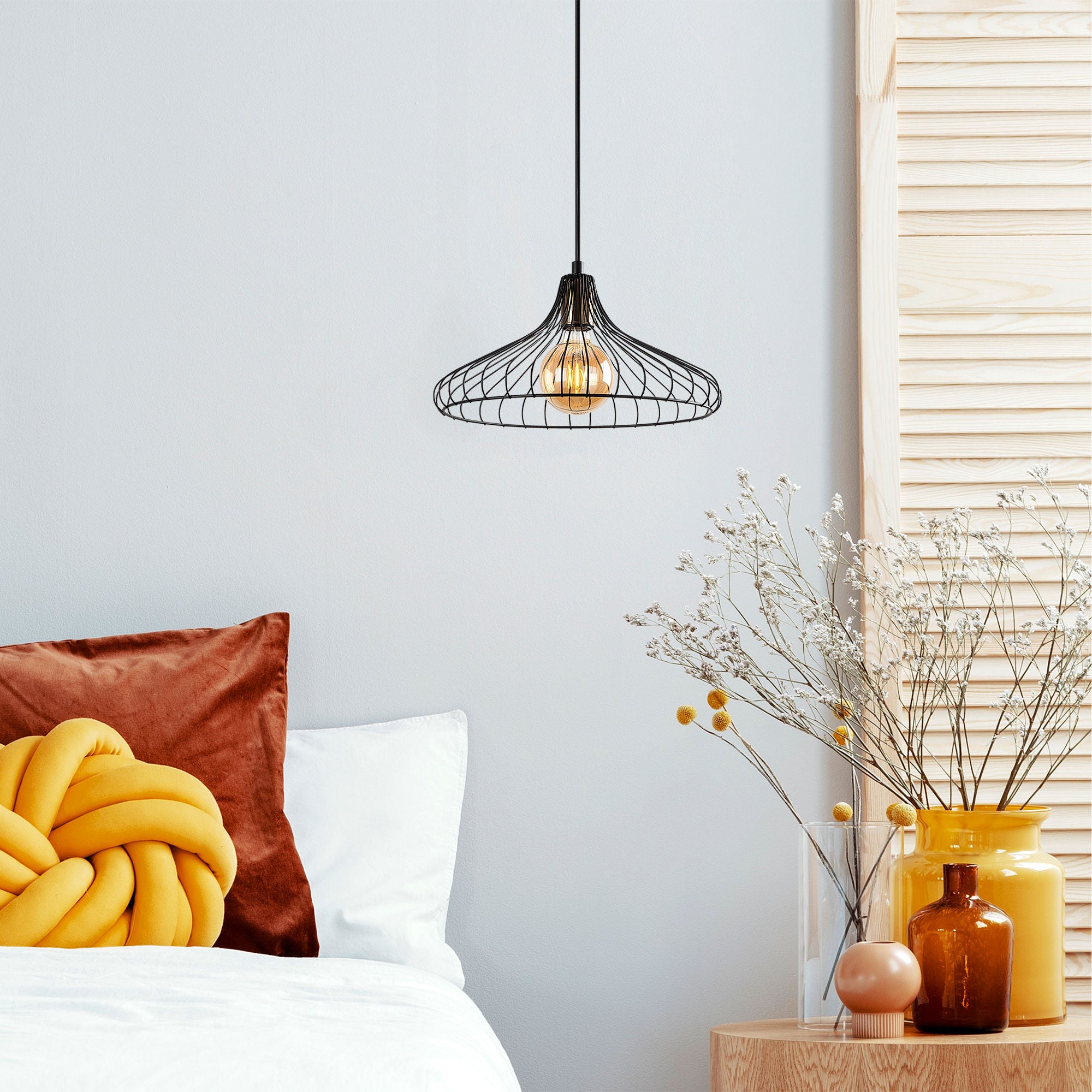 Candeeiro de Teto industrial – altura ajustável de 30 a 120 cm – preto – metal