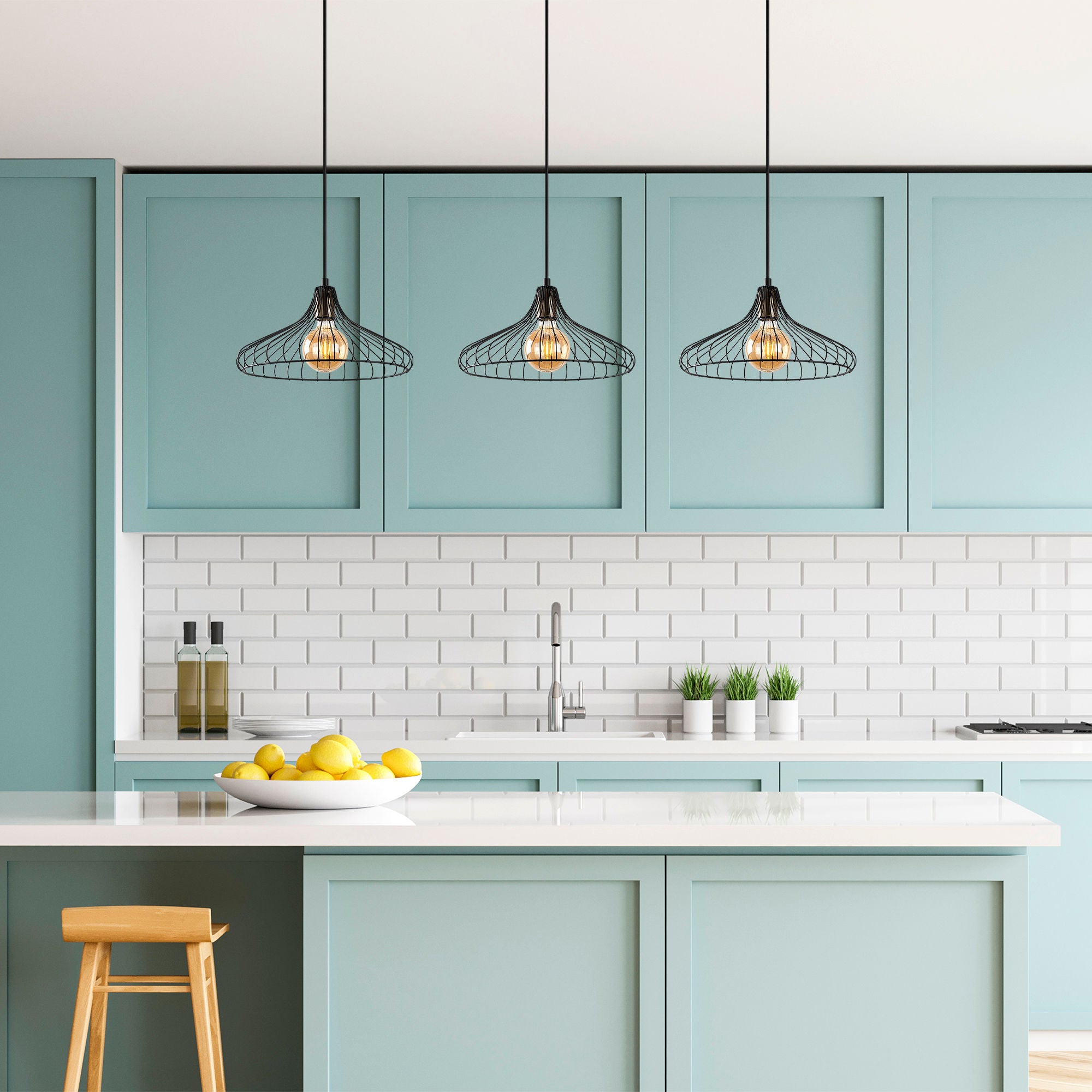 Candeeiro de Teto industrial – altura ajustável de 30 a 120 cm – preto – metal