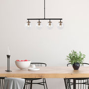 Candeeiro de Teto – 70 x 15 x 43-87 cm – Preto e Antigo – Metal e Vidro