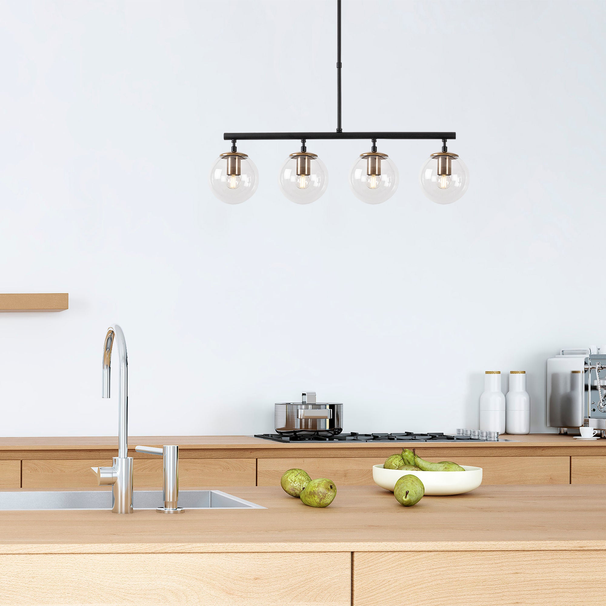 Candeeiro de Teto – 70 x 15 x 43-87 cm – Preto e Antigo – Metal e Vidro