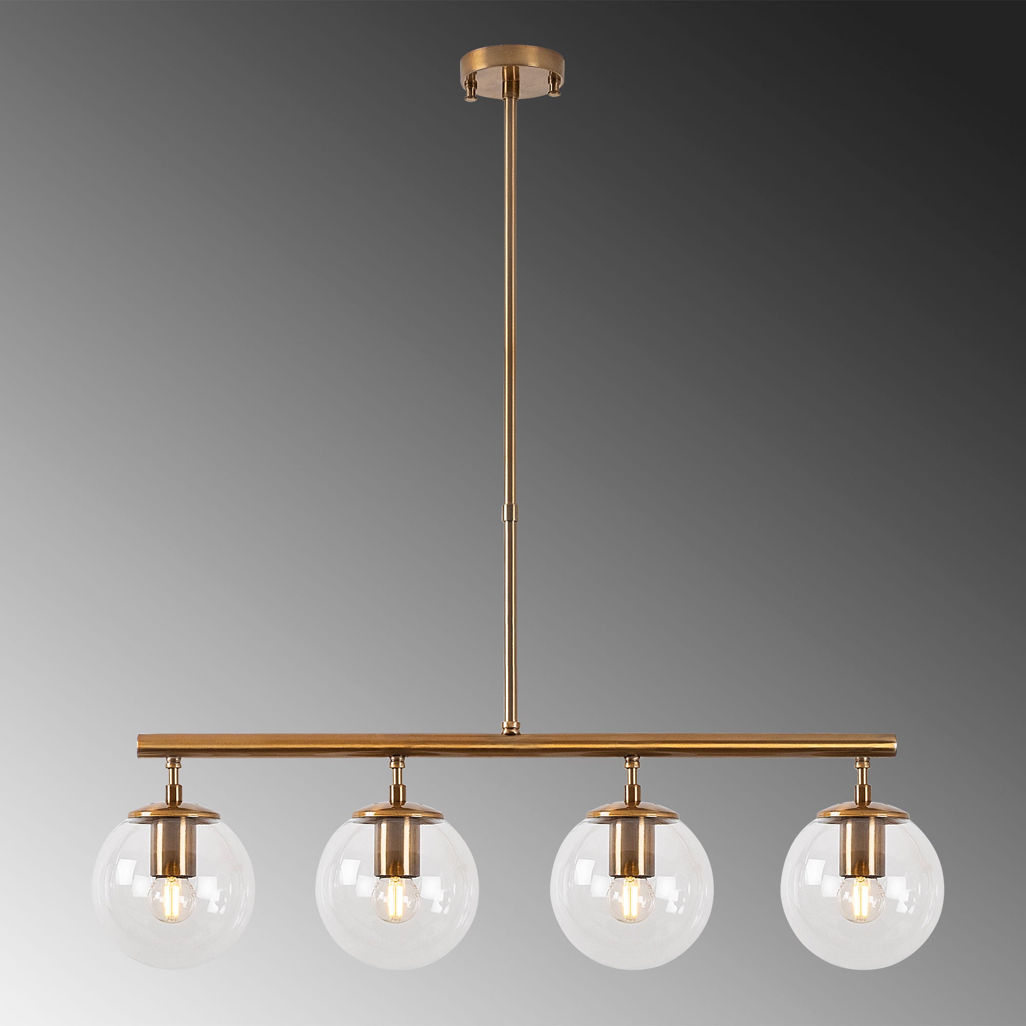 Candeeiro de Teto Vintage Elegante – 70 x 15 x 43-87 cm – Cobre – Metal e Vidro