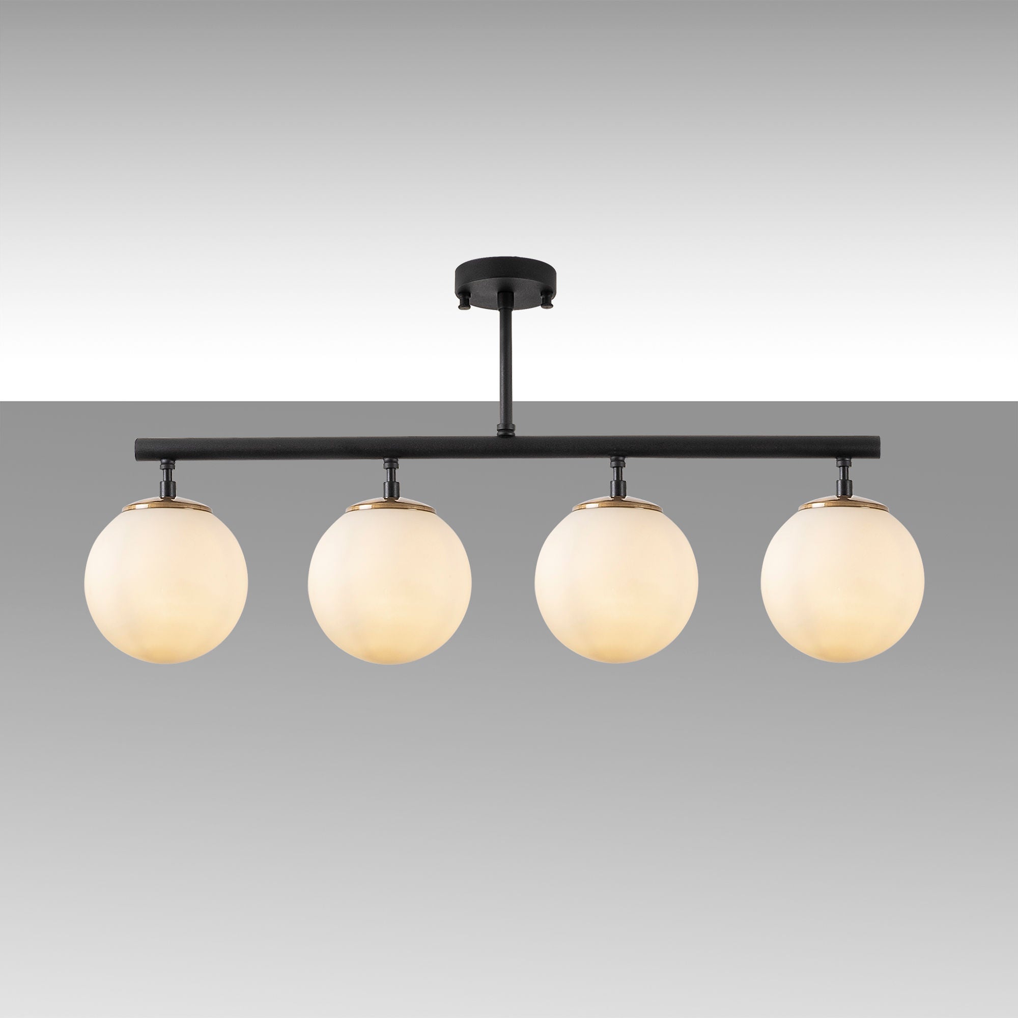 Candeeiro de Teto – 70 x 15 x 35 cm – Preto e Dourado – Metal