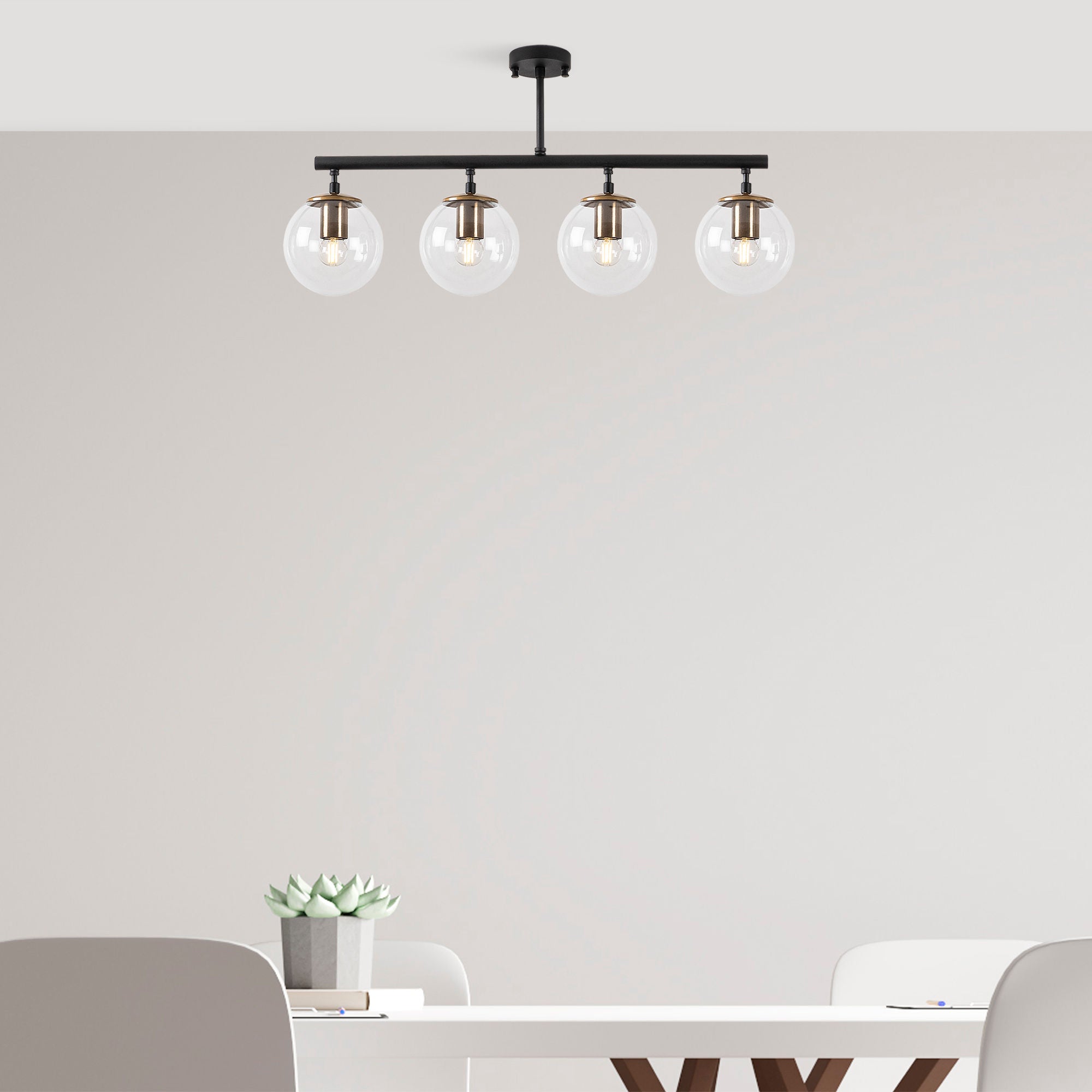 Candeeiro de Teto Industrial Moderno – 70 x 15 x 35 cm – Preto e Antigo – Metal