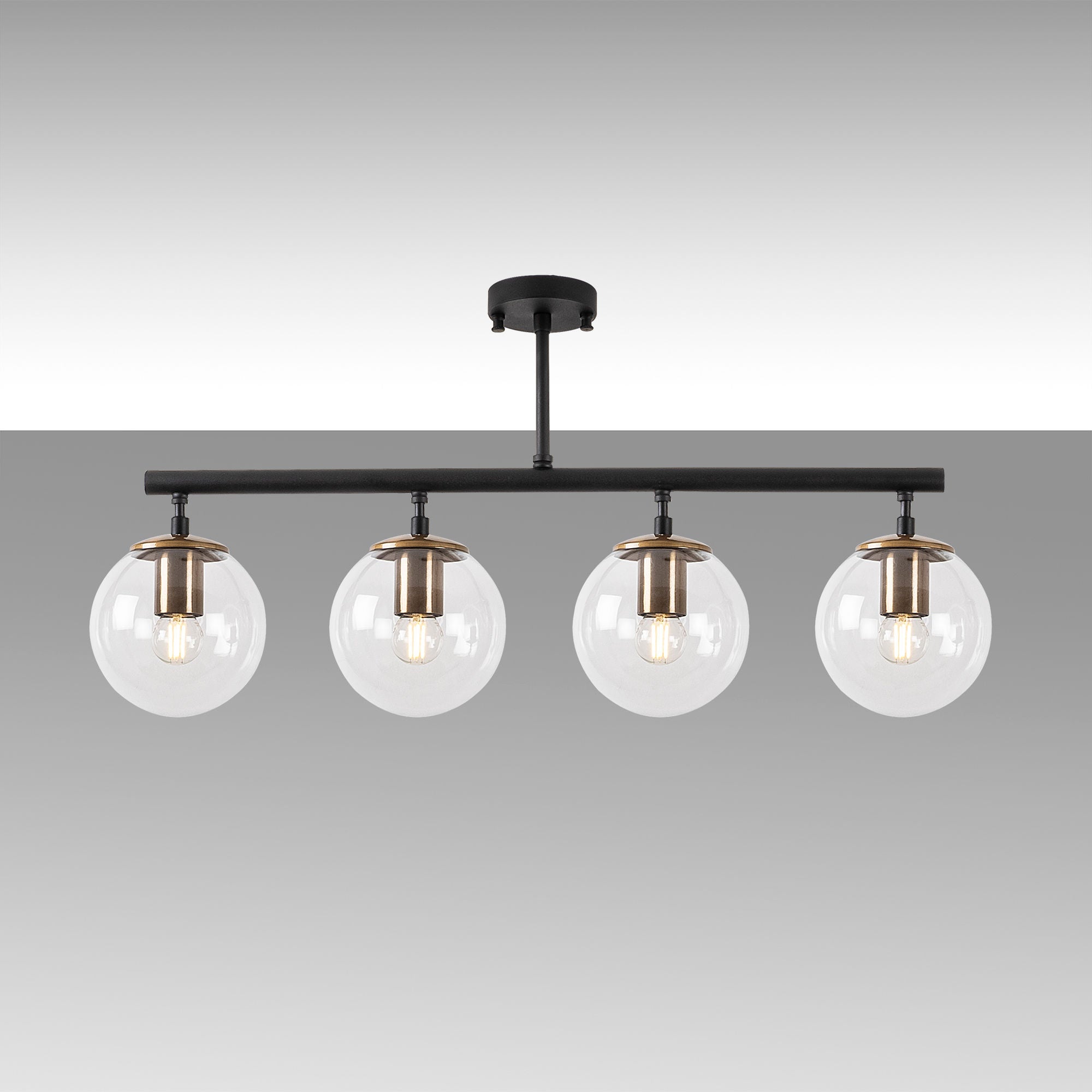 Candeeiro de Teto Industrial Moderno – 70 x 15 x 35 cm – Preto e Antigo – Metal