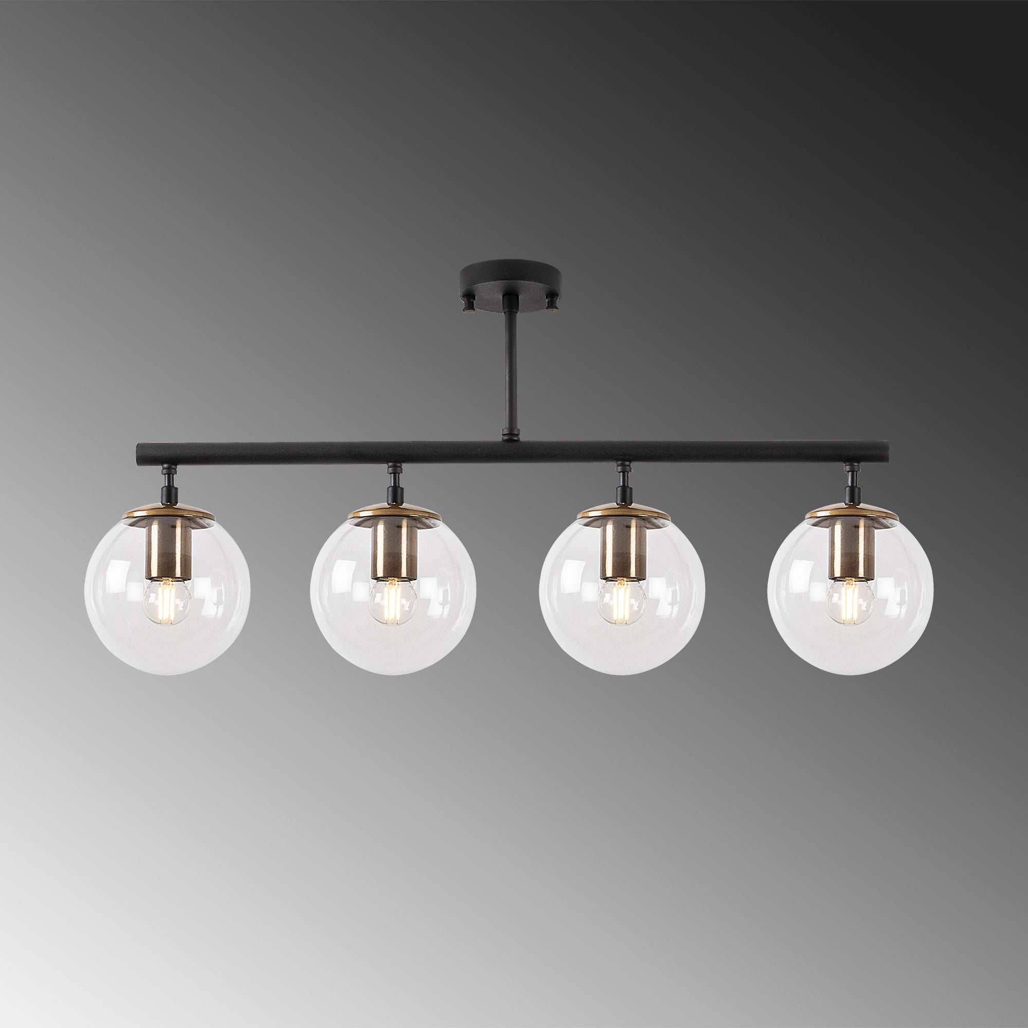 Candeeiro de Teto Industrial Moderno – 70 x 15 x 35 cm – Preto e Antigo – Metal