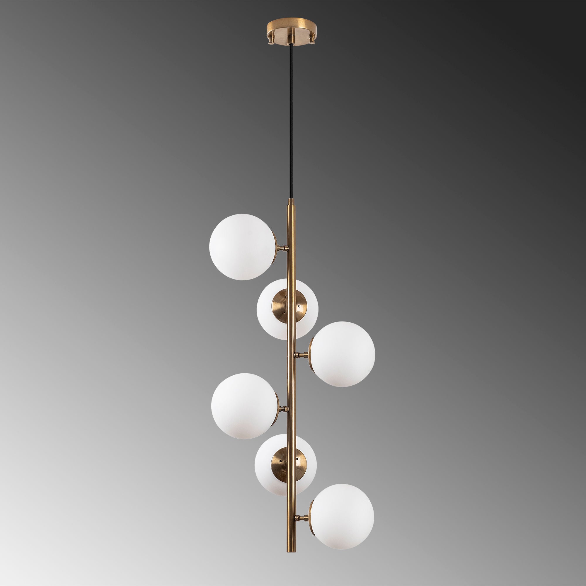 Candeeiro de Teto Vintage – 40x40x86-176 cm – Cobre – Metal e Vidro