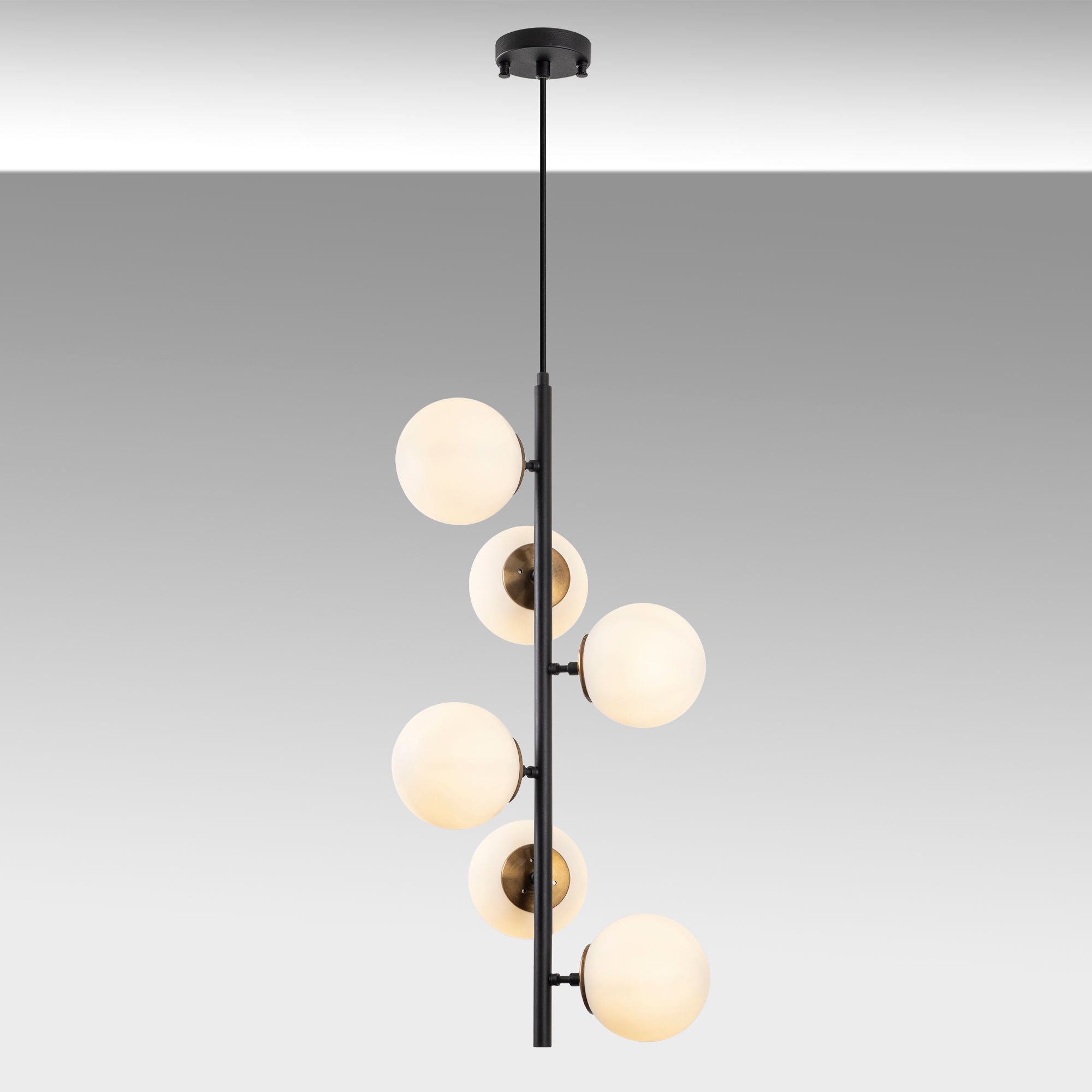 Candeeiro de Teto Industrial Elegante, Altura Ajustável 40x40x86-176 cm, Preto e Creme Antigo, 6 x E14 Máx. 40 W, Corpo de Metal, IP20, Perfeito para Espaços Modernos